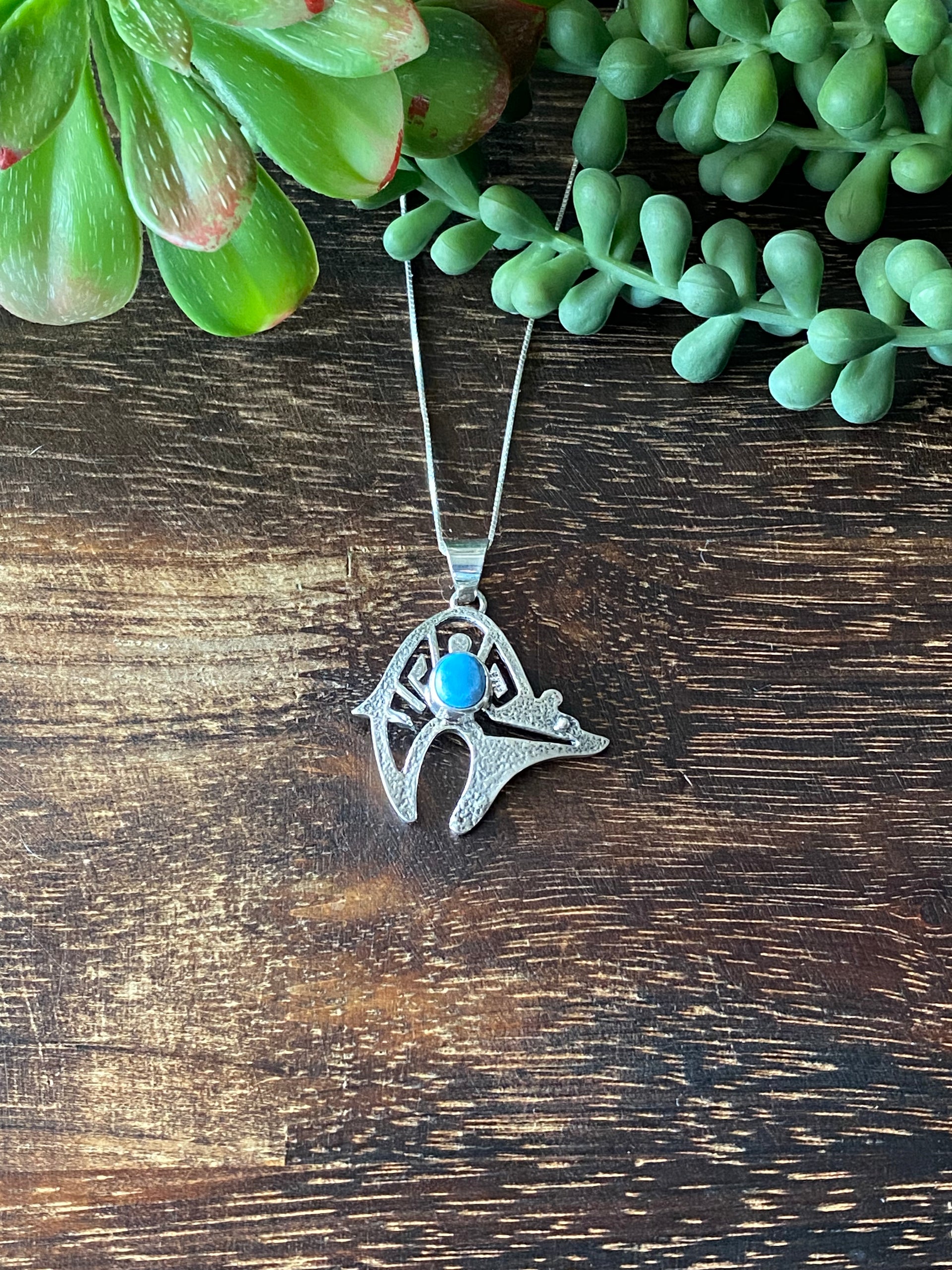 Navajo Made Golden Hill’s Turquoise & Sterling Silver Bear Pendant