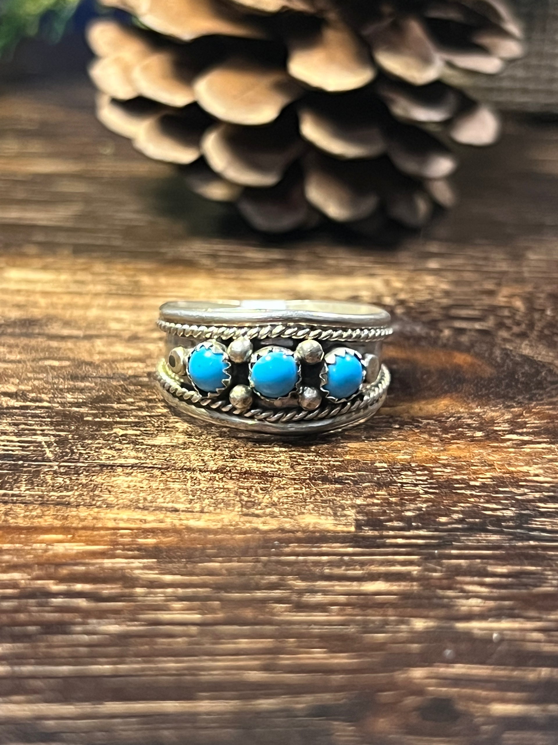 Elton Cadman Kingman Turquoise & Sterling Silver Ring Size 12.5