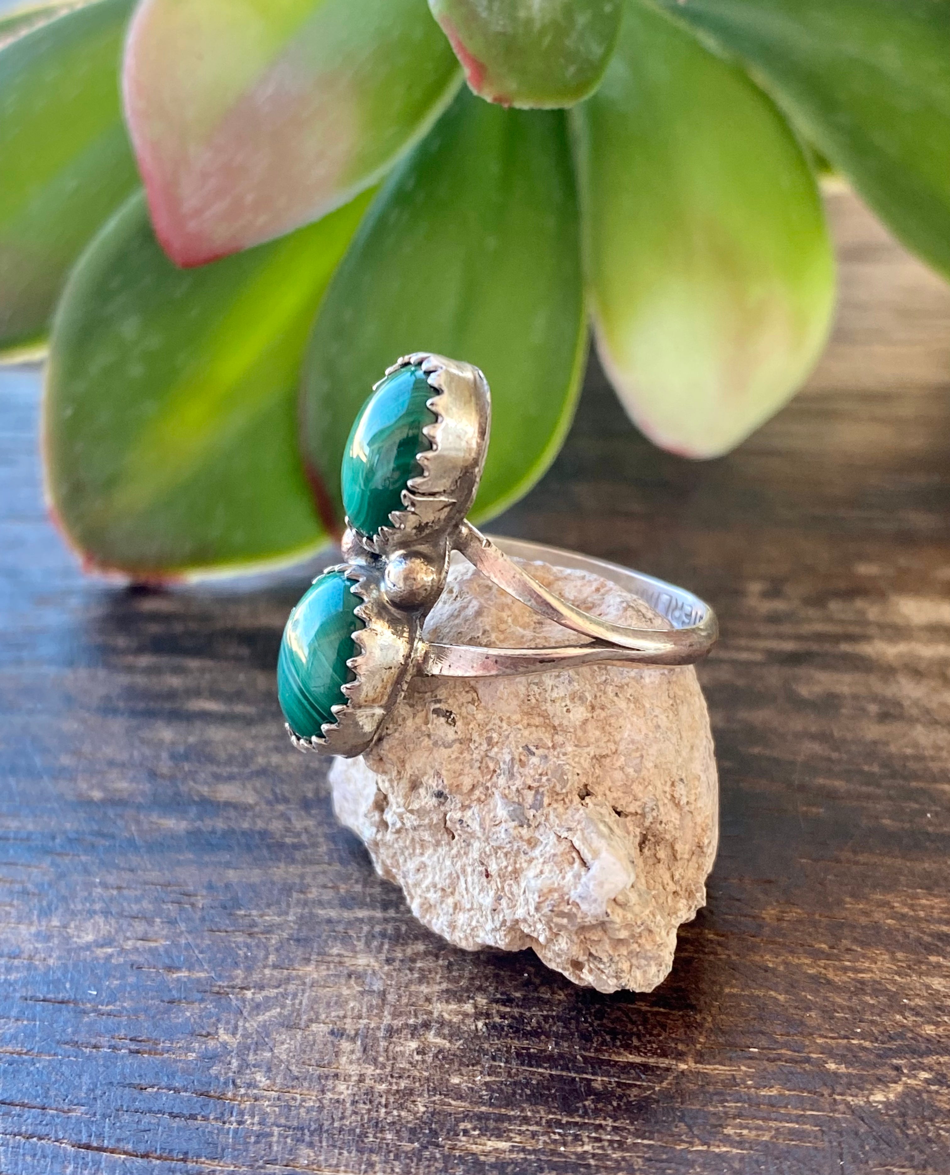 Linda Yazzie Malachite & Sterling Silver Ring