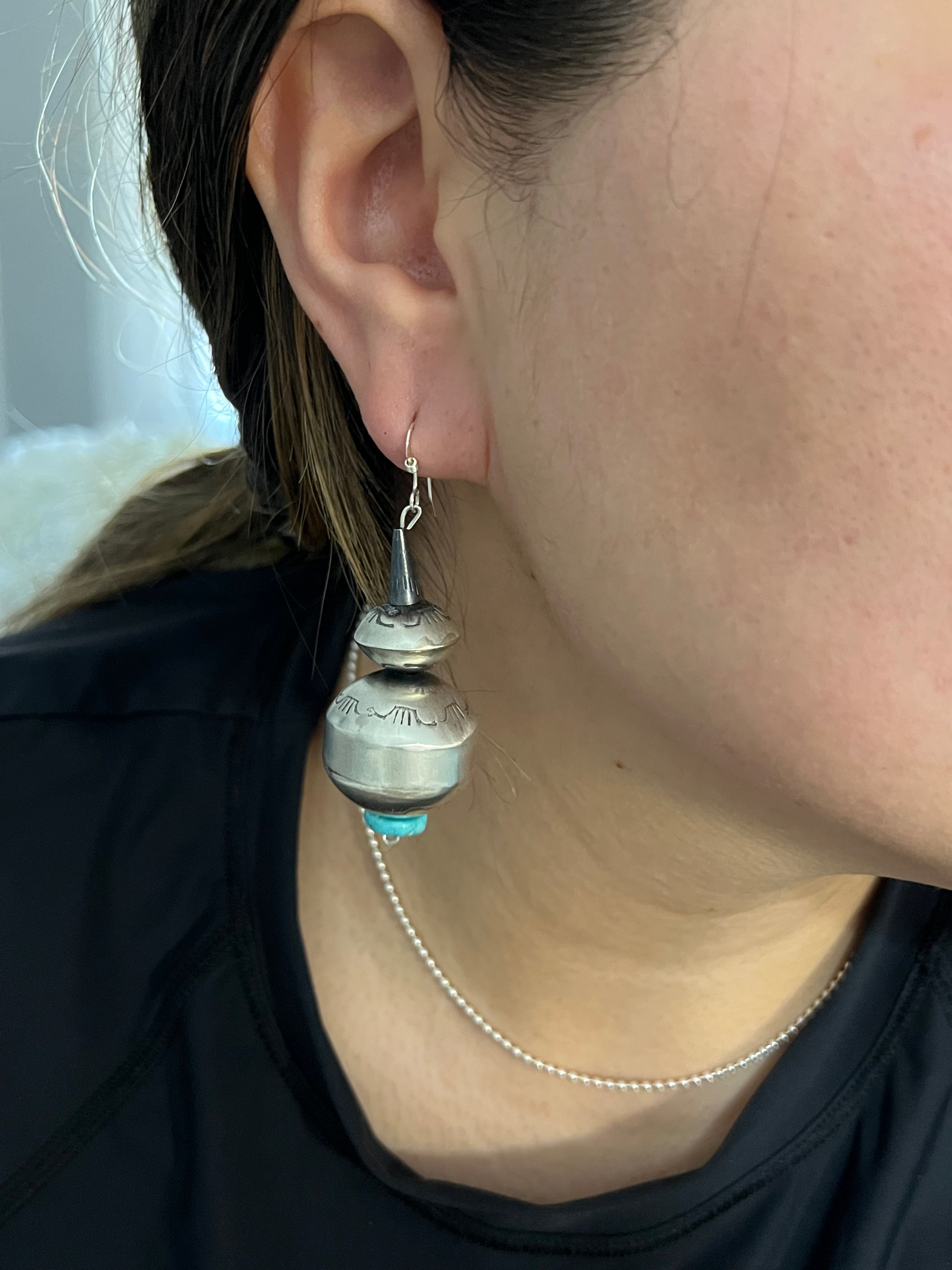 Sam Begay Turquoise & Sterling Silver Dangle Earrings