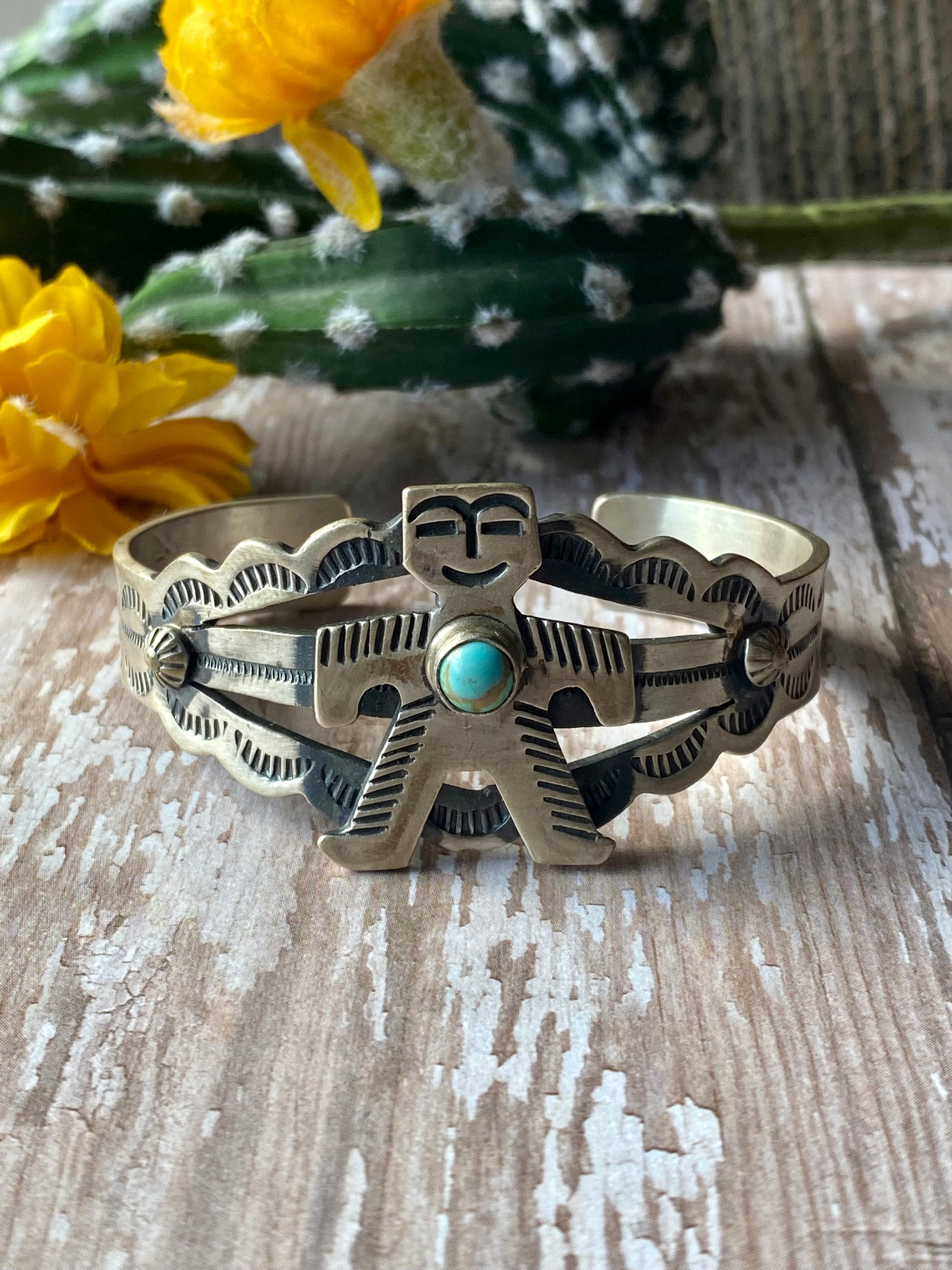 Priscilla Smith Kingman Turquoise & Sterling Silver Cuff Bracelet