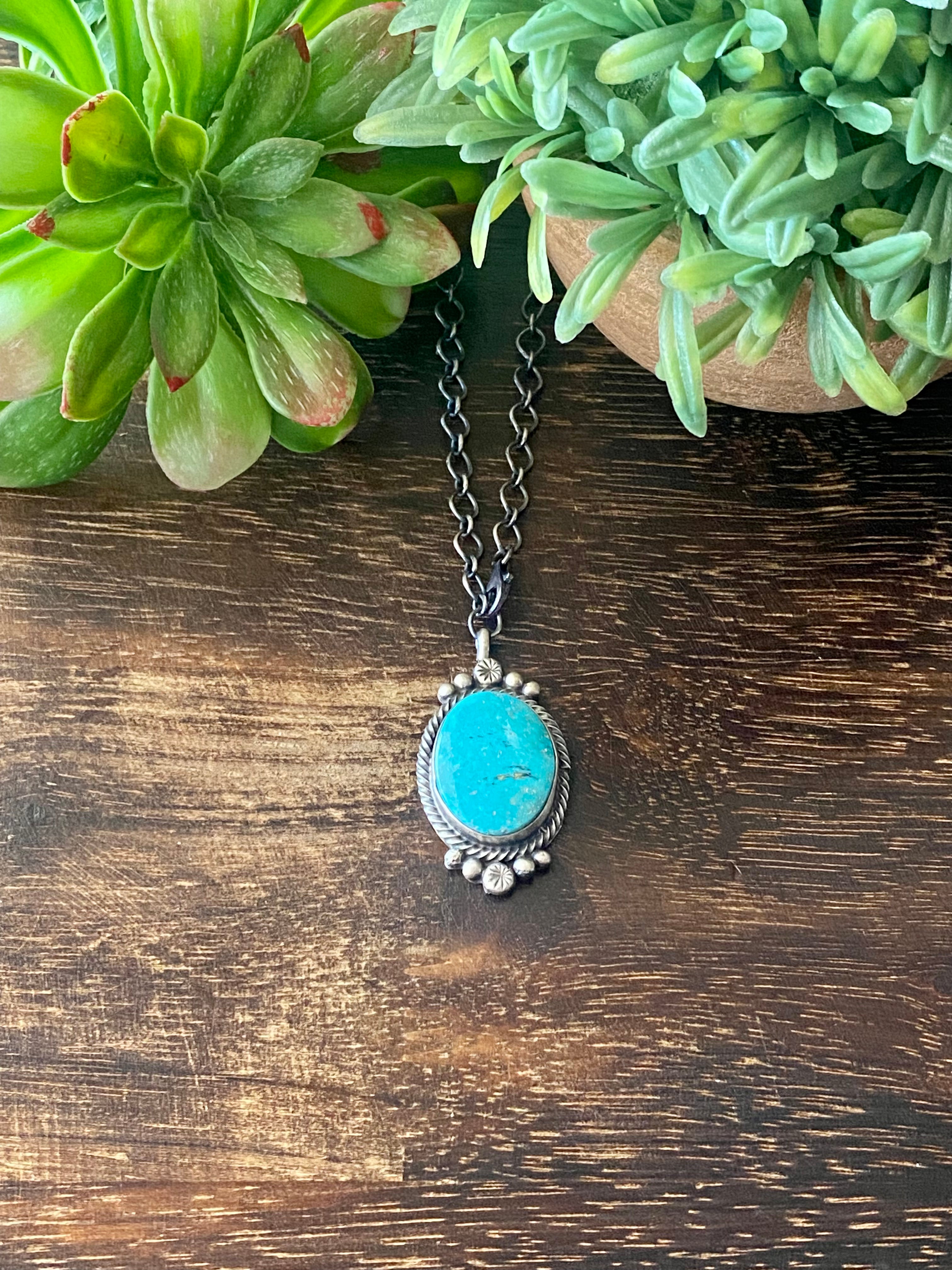 Sheila Becenti Kingman Turquoise & Sterling Silver Necklace
