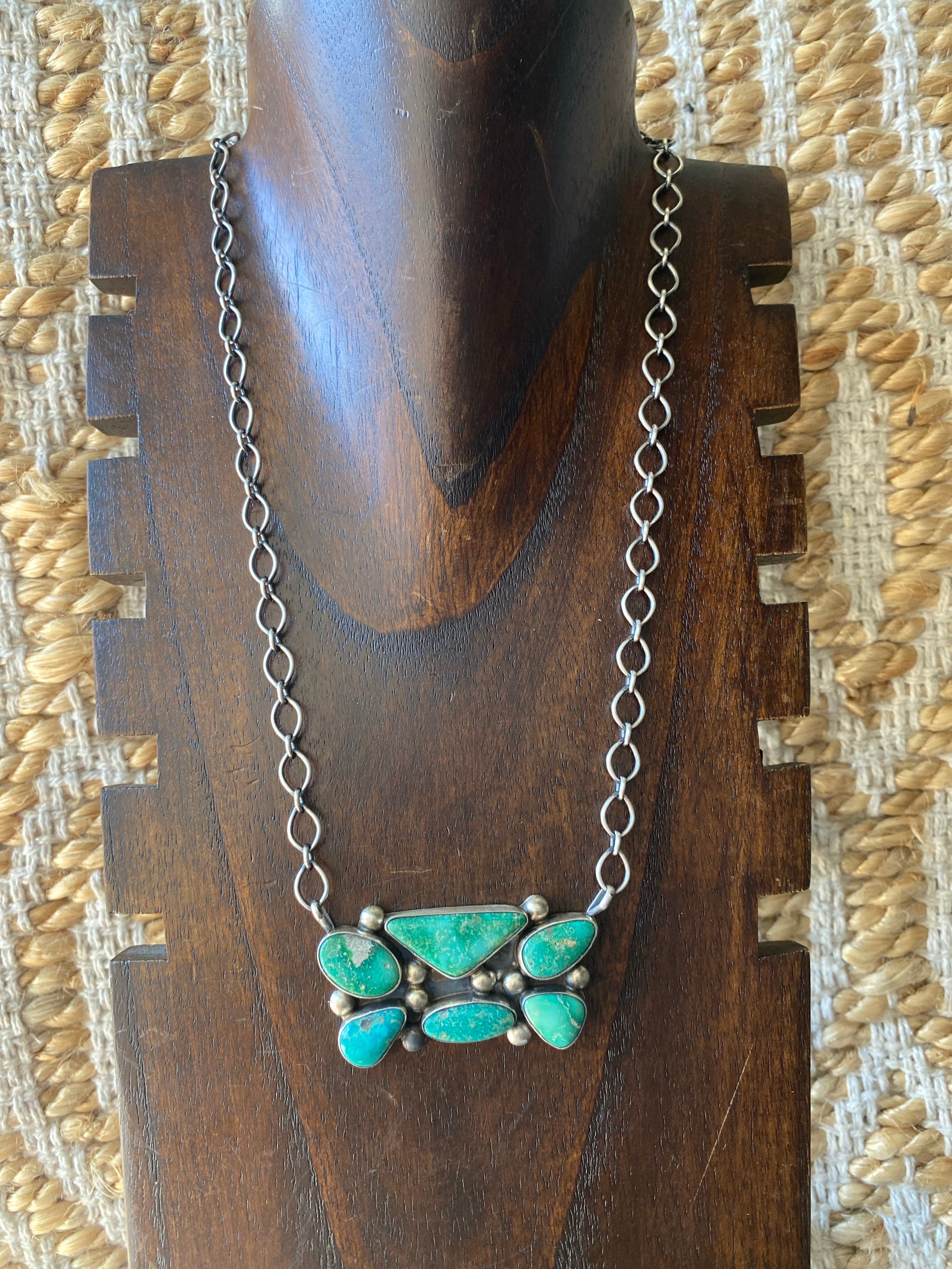 Kathleen Chavez Sonoran Mountain Turquoise & Sterling Silver Bar Necklace