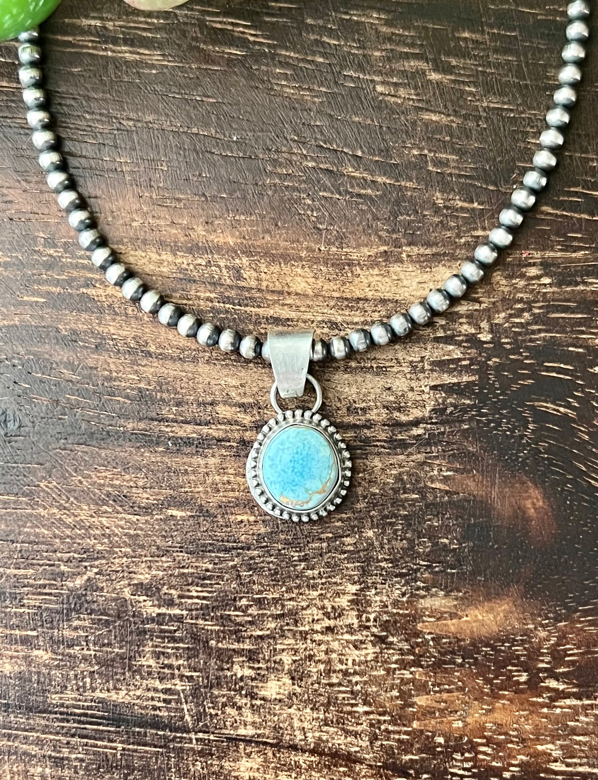 Navajo Made Golden Hill’s Turquoise & Sterling Silver Pendant