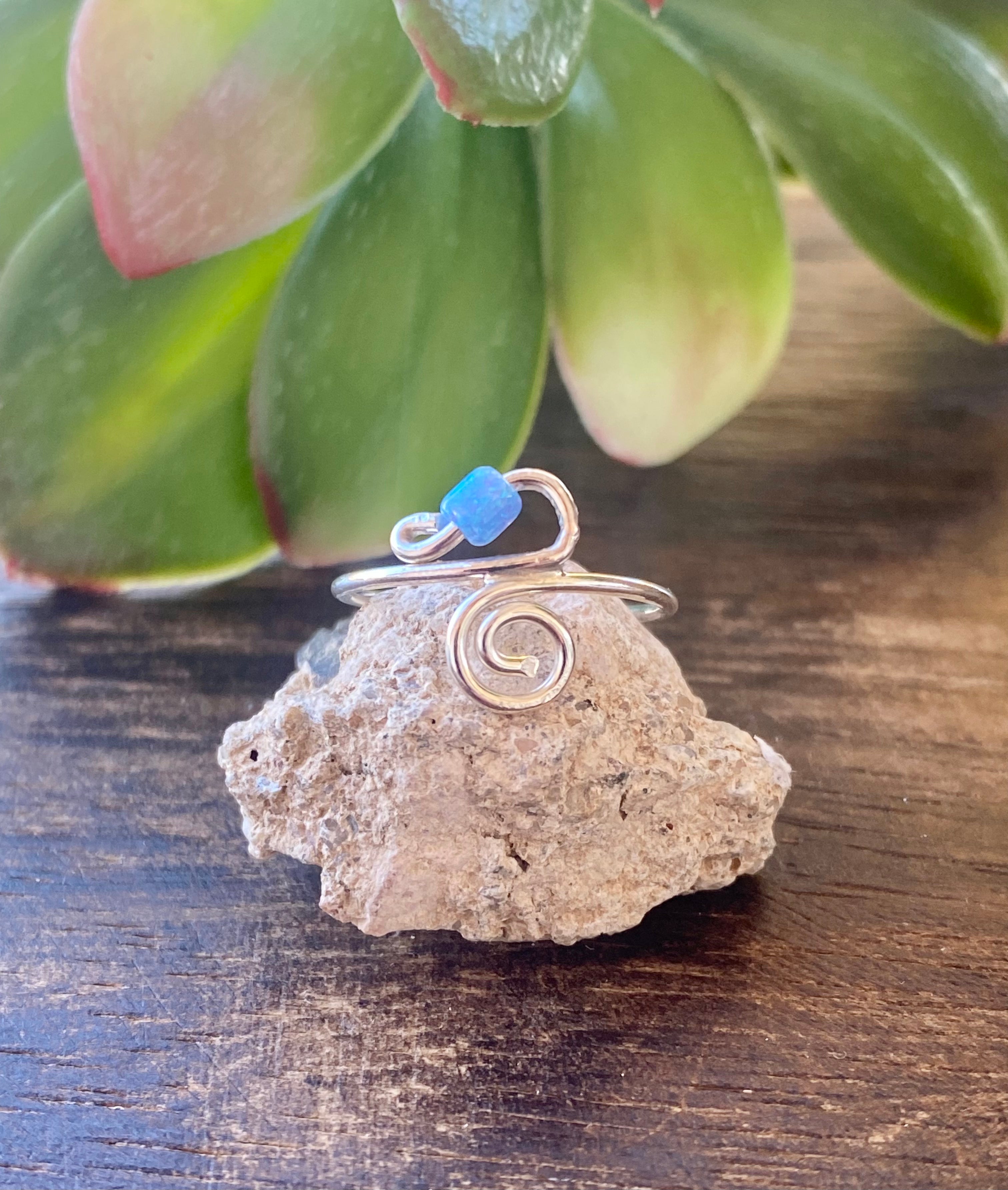 Zuni Made Blue Opal & Sterling Silver Ring