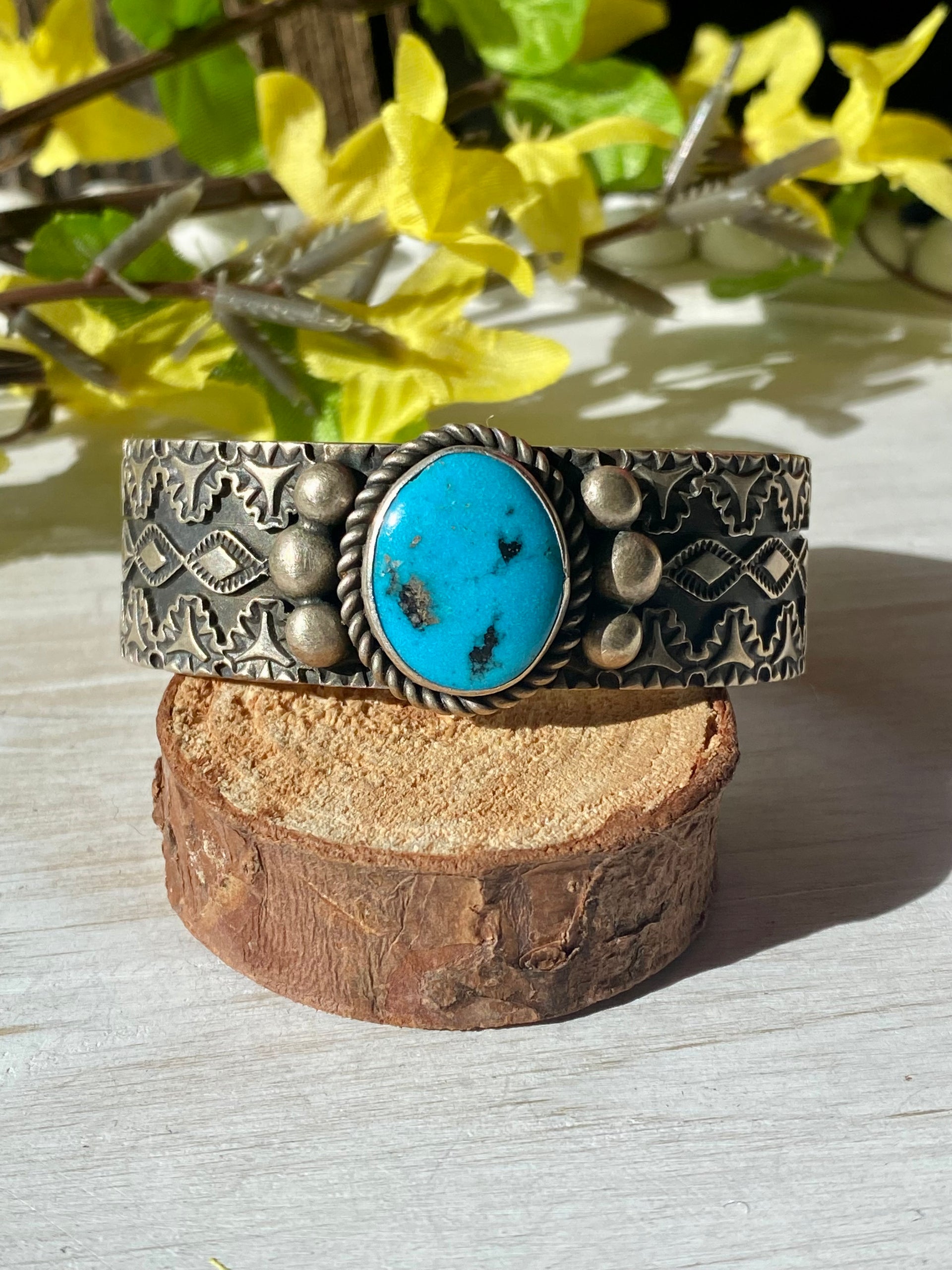 Vintage Kevin Ramone Kingman Turquoise & Sterling Silver Cuff Bracelet