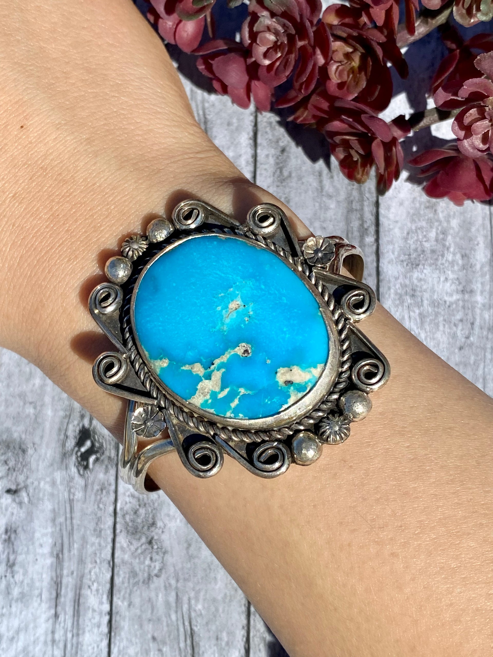 Damian Cotton Kingman Turquoise & Sterling Silver Cuff Bracelet