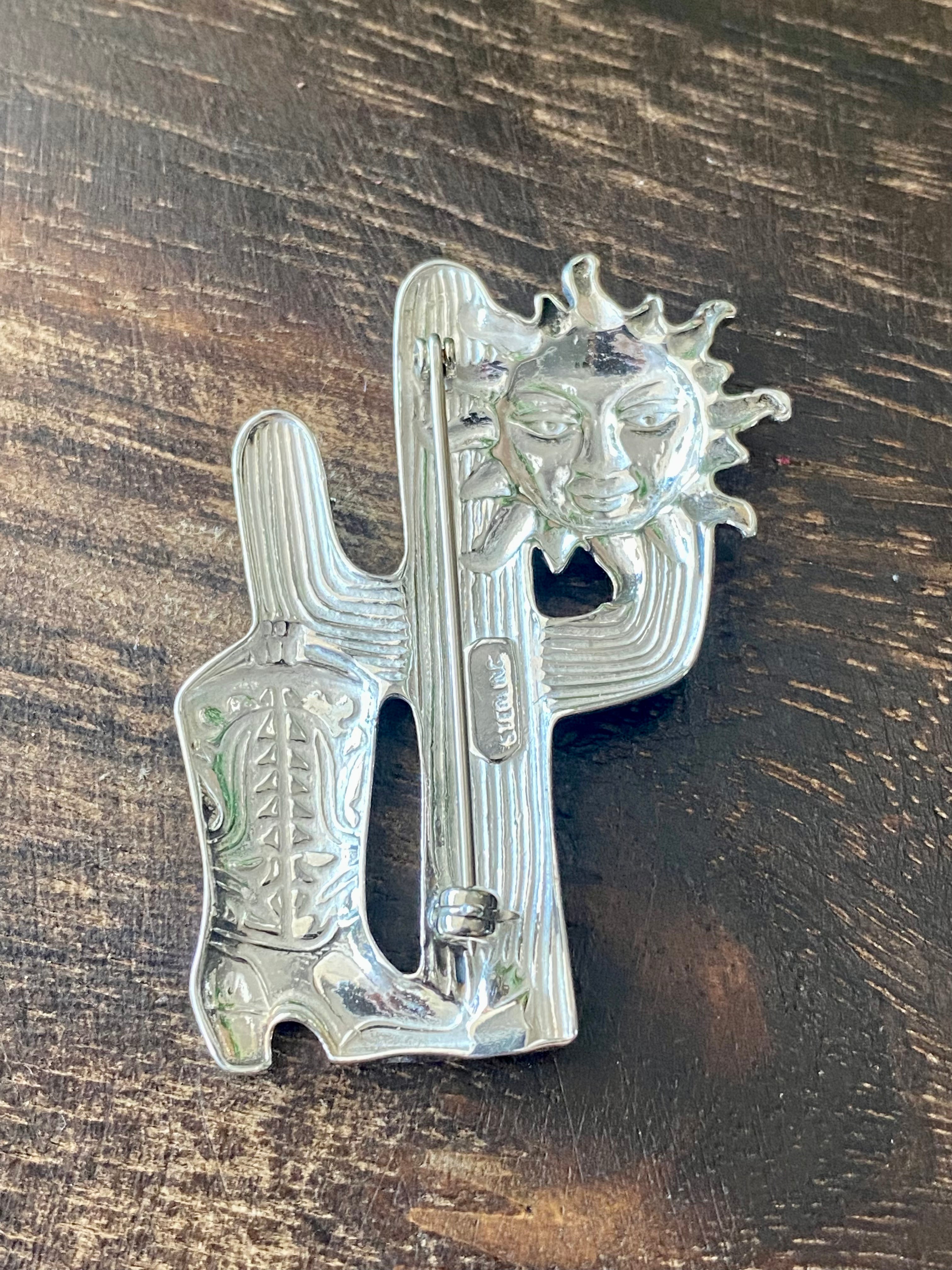Southwest Handmade Sterling Silver Sahuaro Pin