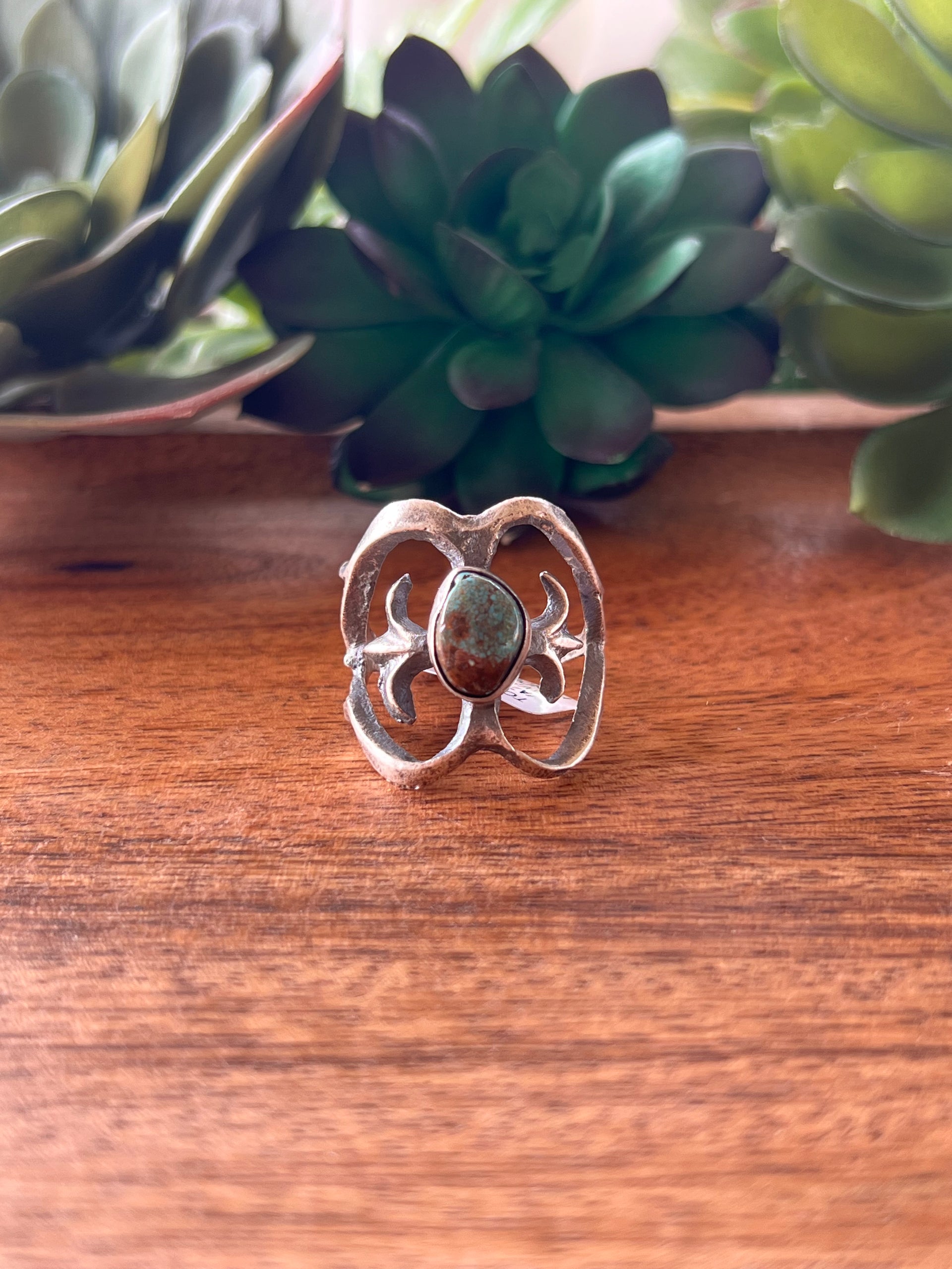 Tonya Yazzie Kingman Turquoise & Sterling Silver Ring Size 11