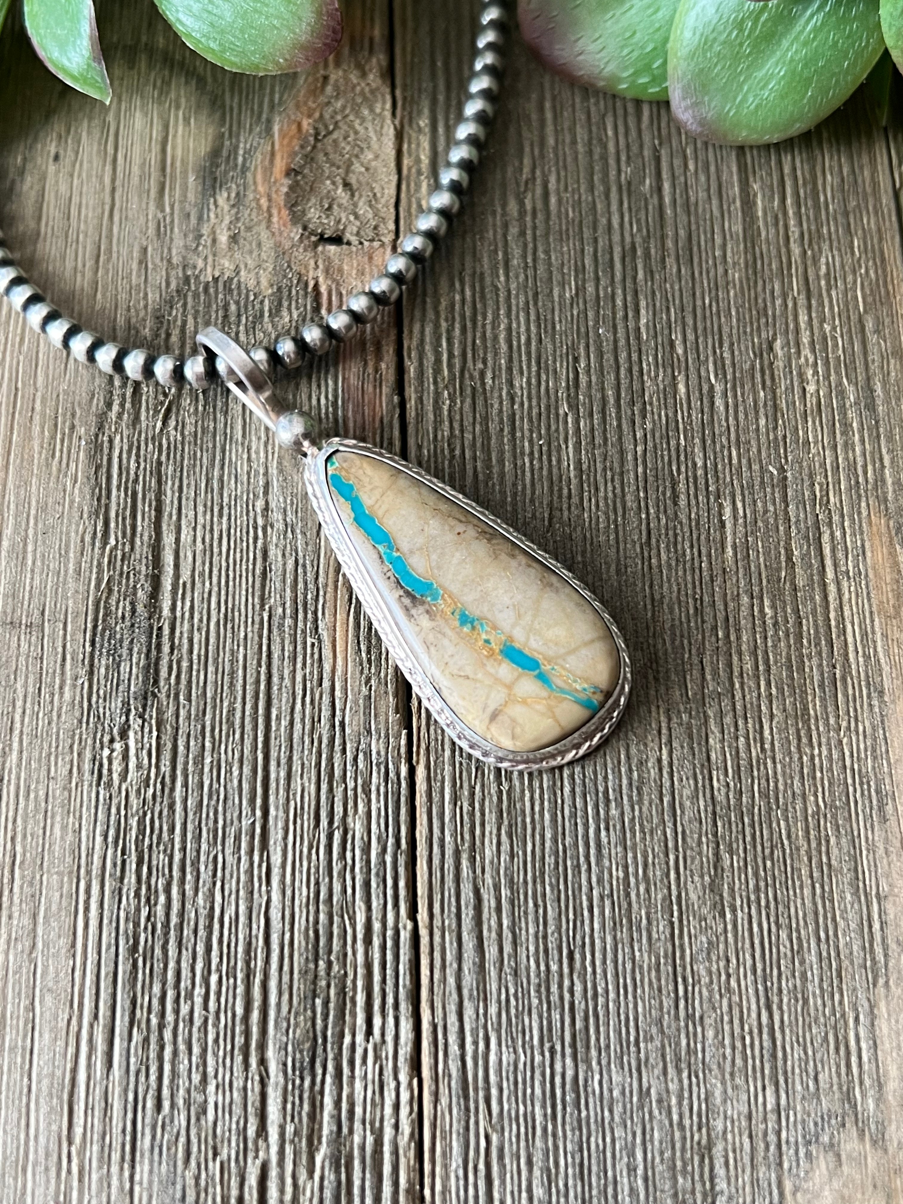 Southwest Made Boulder Turquoise & Sterling Silver Pendant