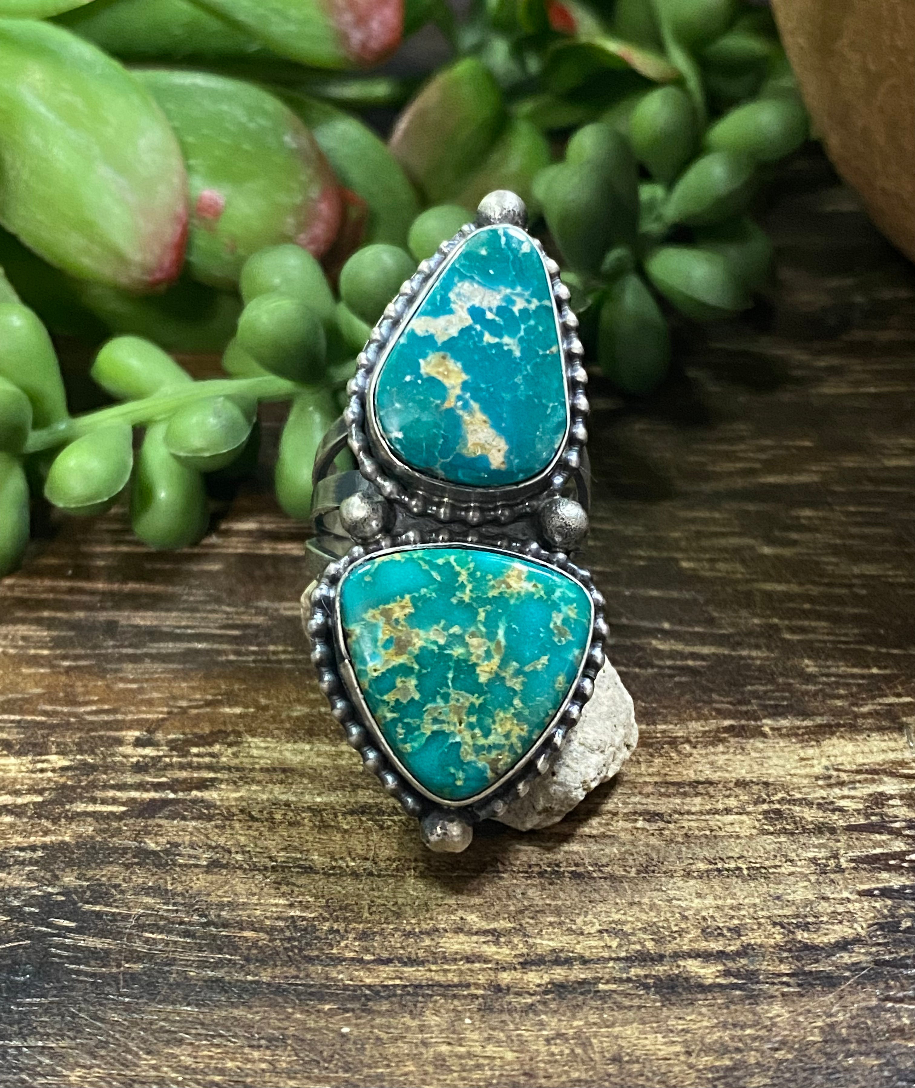 Donovan Skeets Sonoran Gold Turquoise & Sterling Silver Ring Size 8