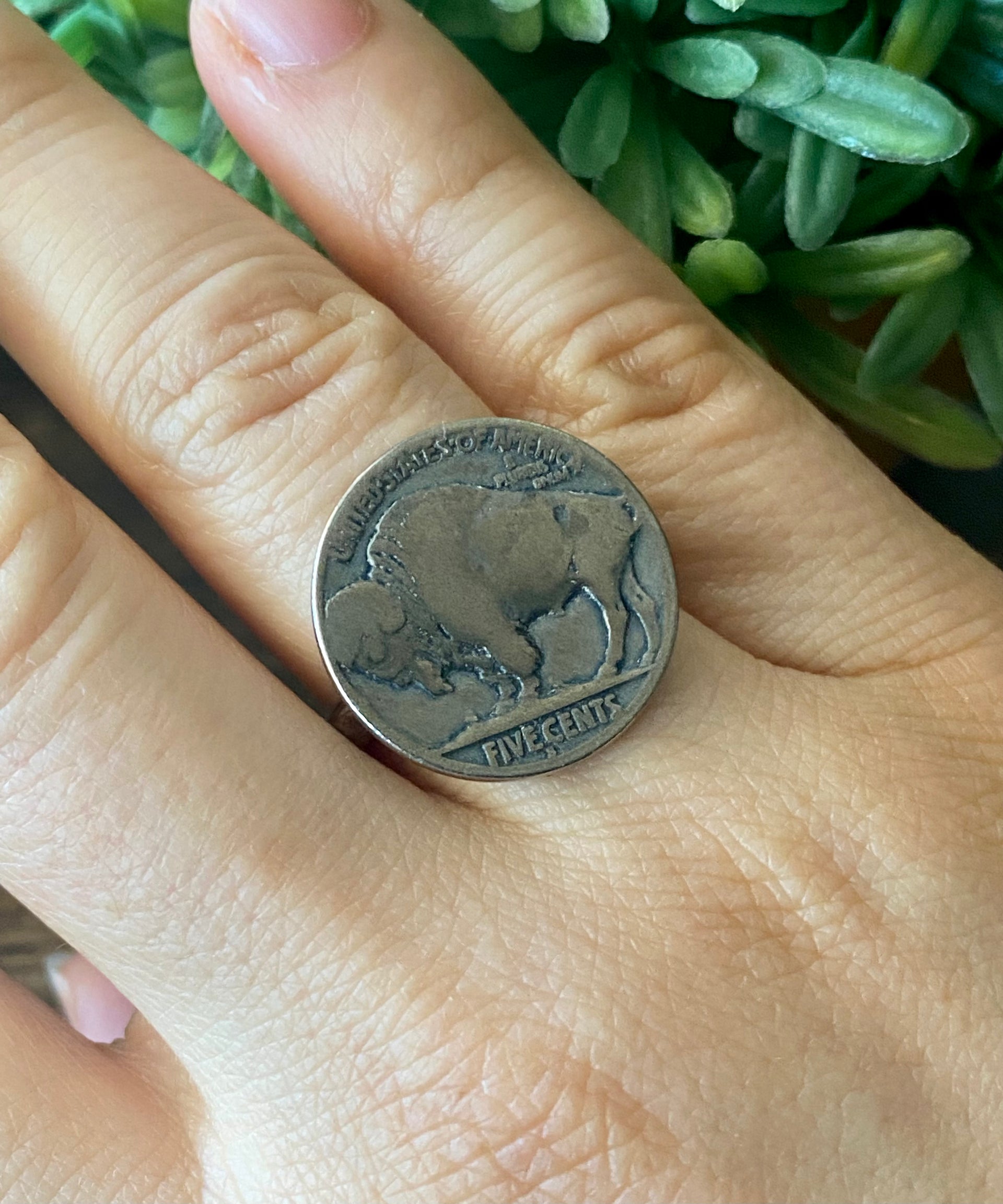 Navajo Made Sterling Silver Nickle Coin Ring Size 6.5