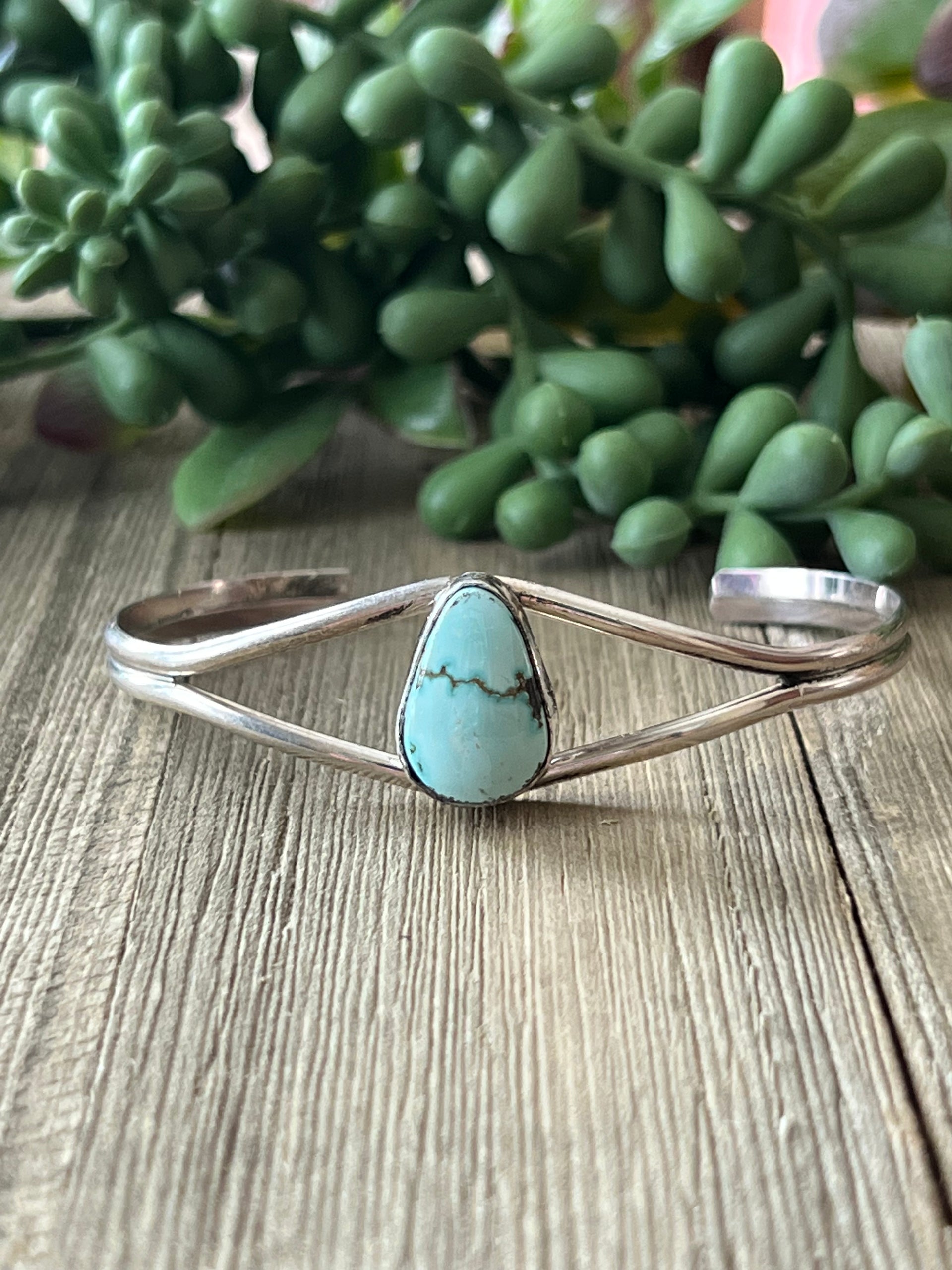 Navajo Made Sonoran Mountain & Sterling Silver Cuff Bracelet