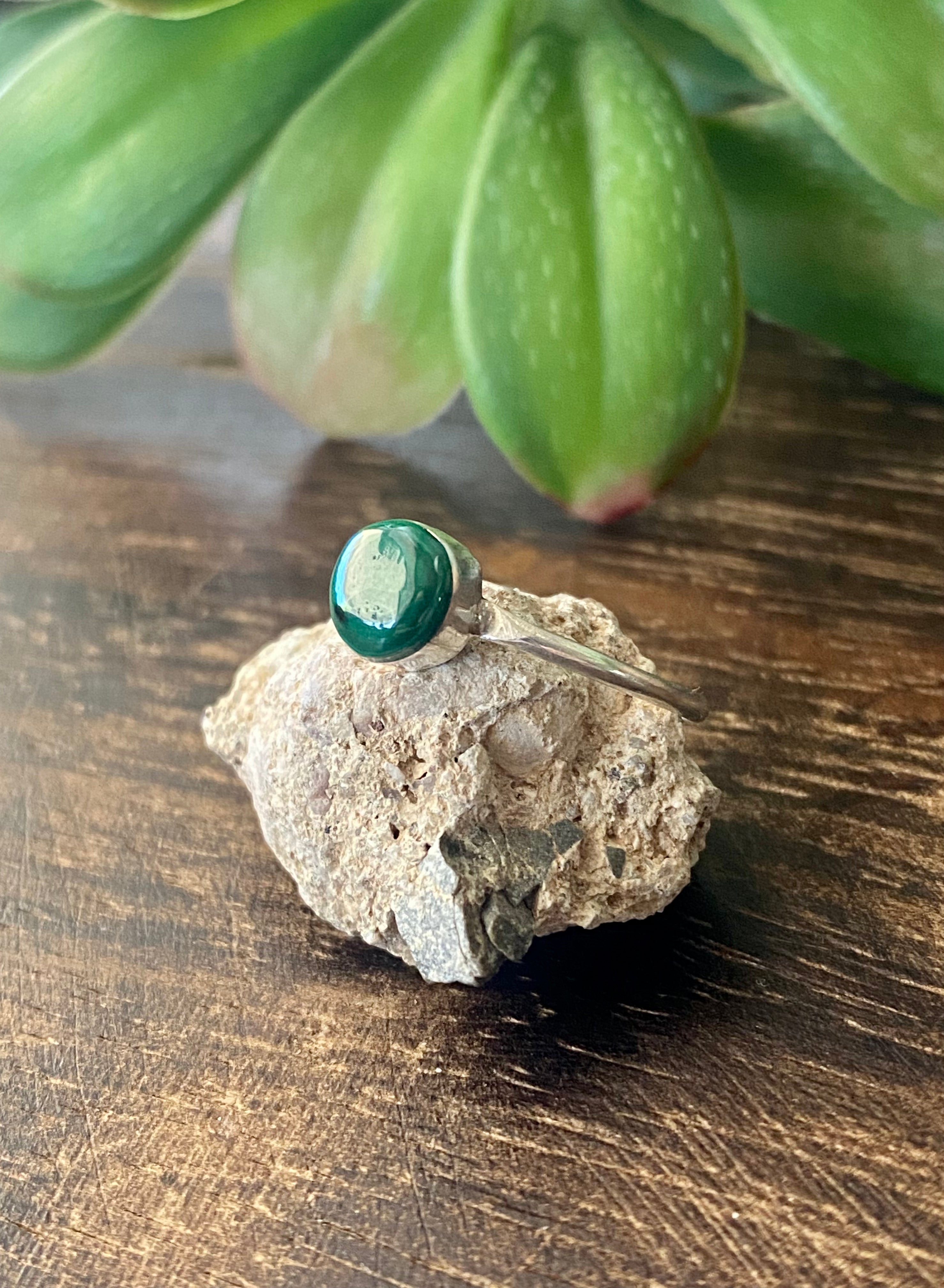 Angie Rosetta Malachite & Sterling Silver Ring Size 7.25