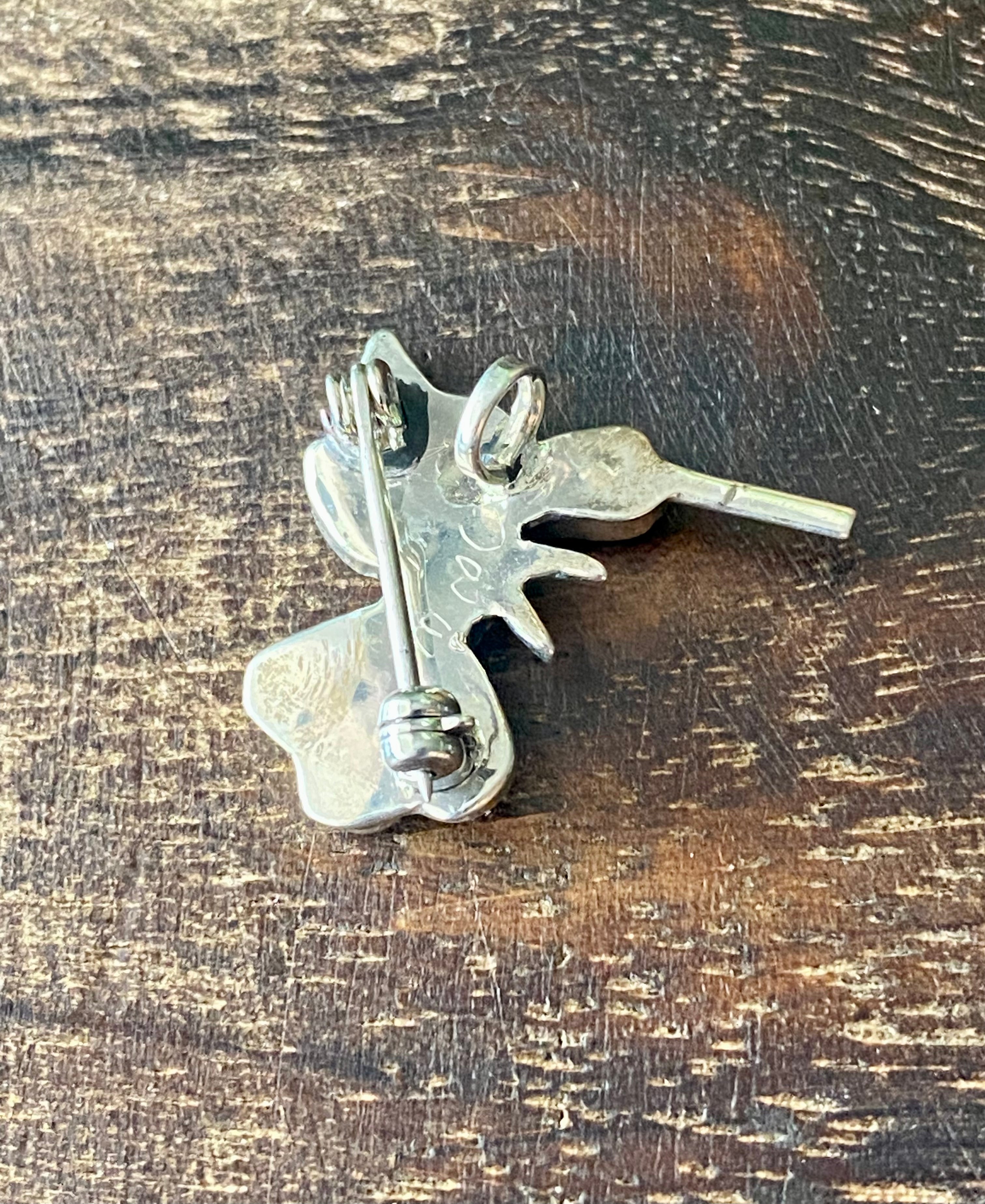 Deanna Edaakie Multi Stone & Sterling Silver Hummingbird Pin/Pendant