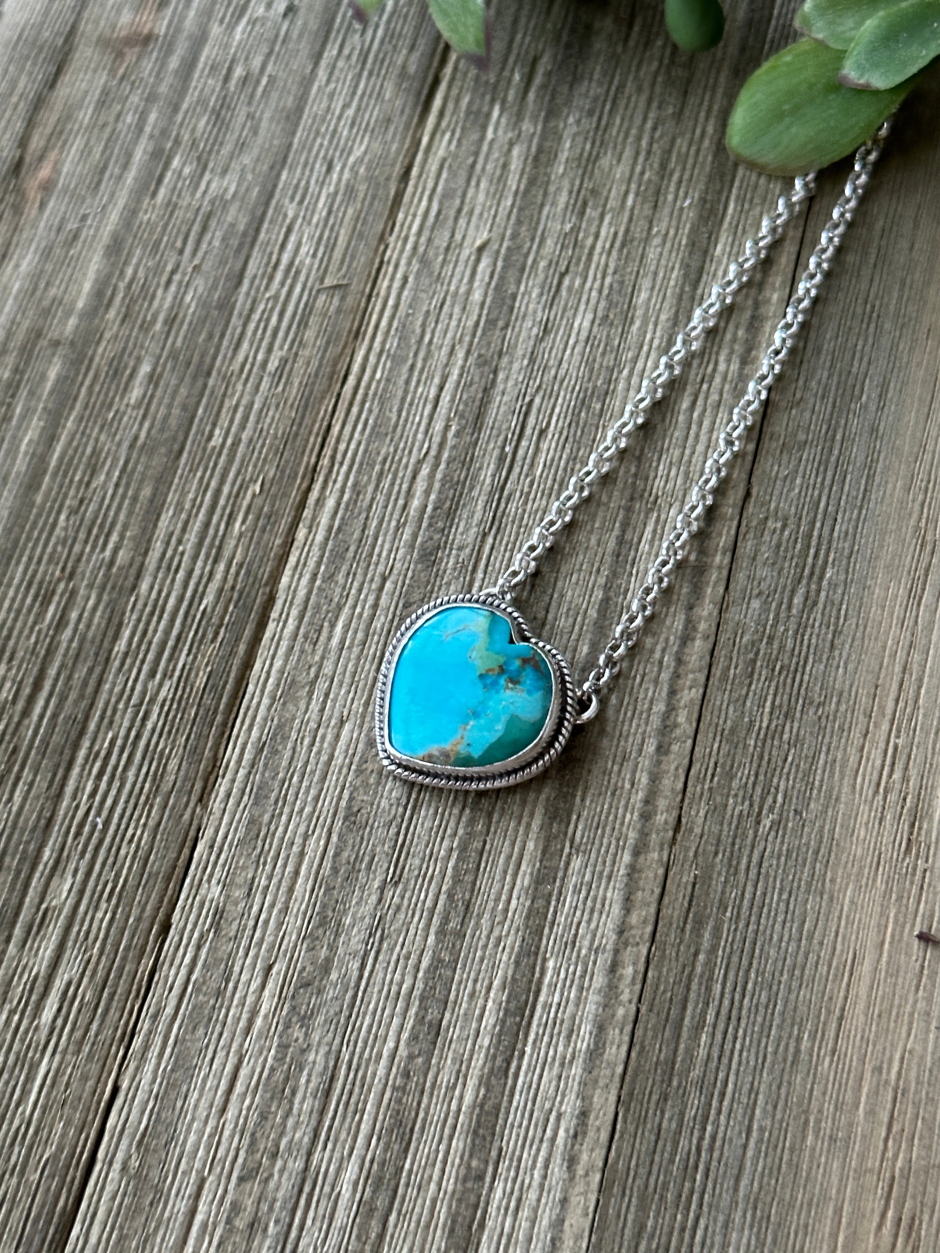 Southwest Made Turquoise & Sterling Silver Heart Necklace