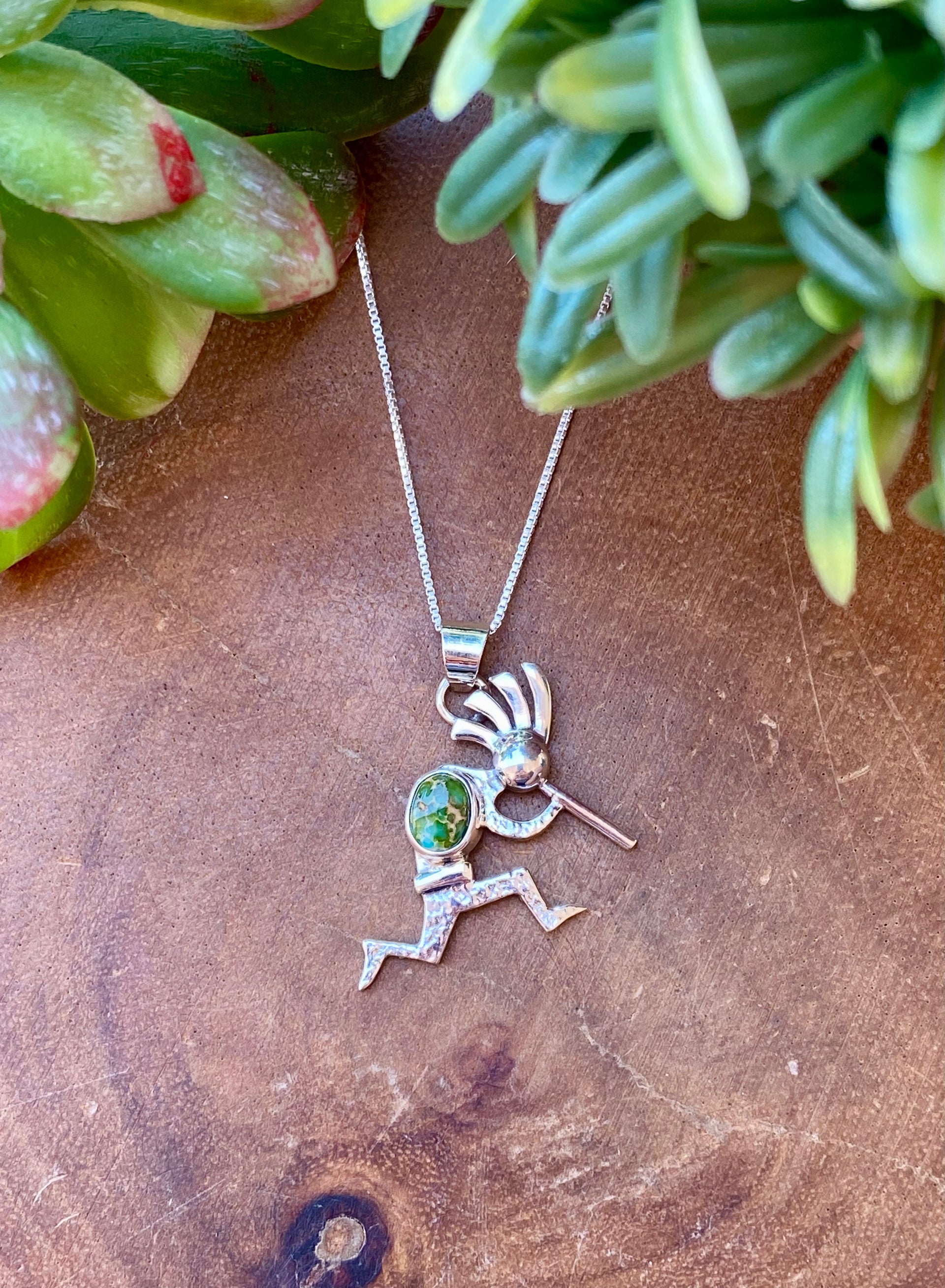 Allen Lee Sonoran Gold Turquoise & Sterling Silver Kokopelli Necklace