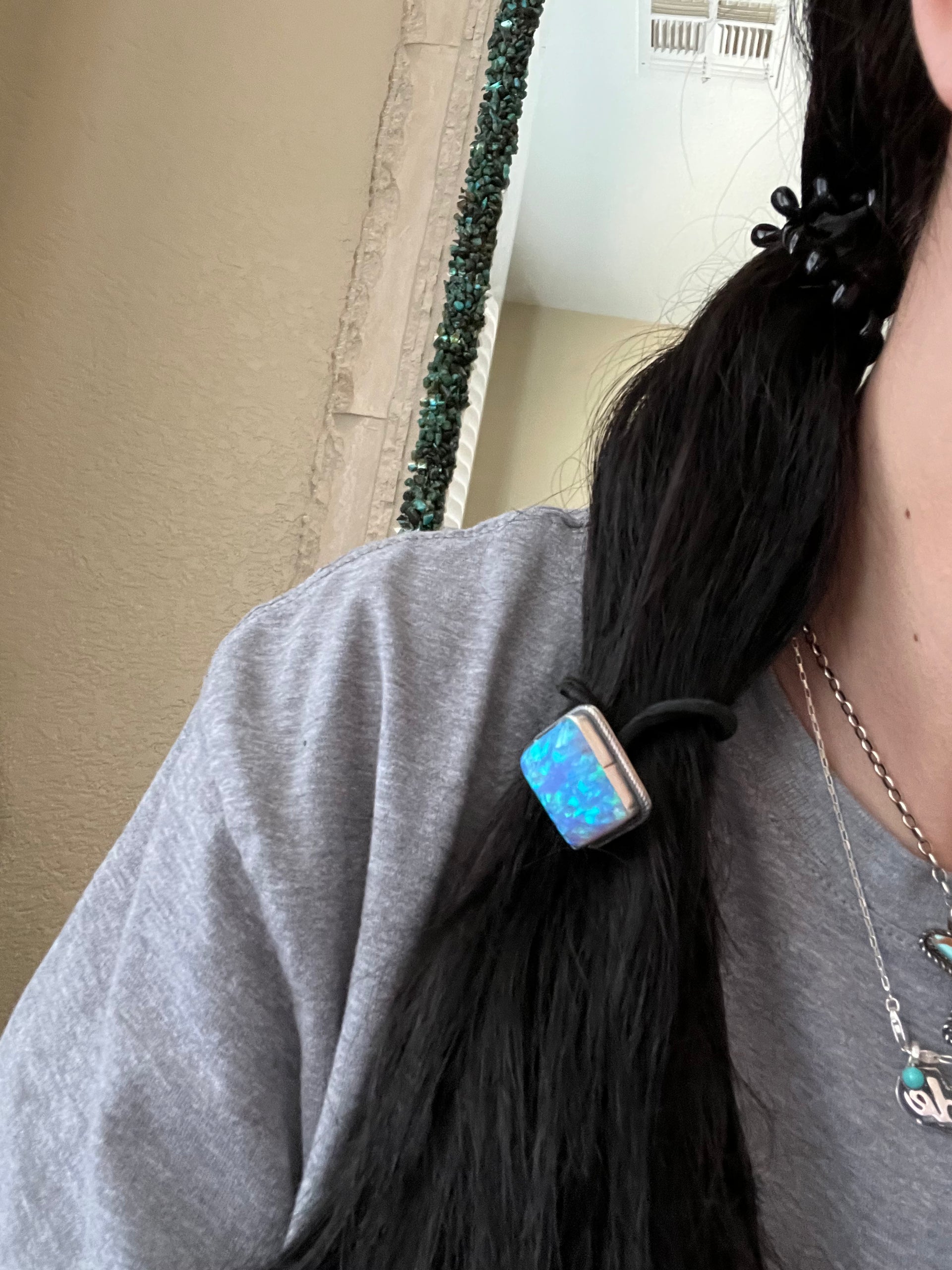 Navajo Made Opal (Handmade) & Sterling Silver Ponytail Holder