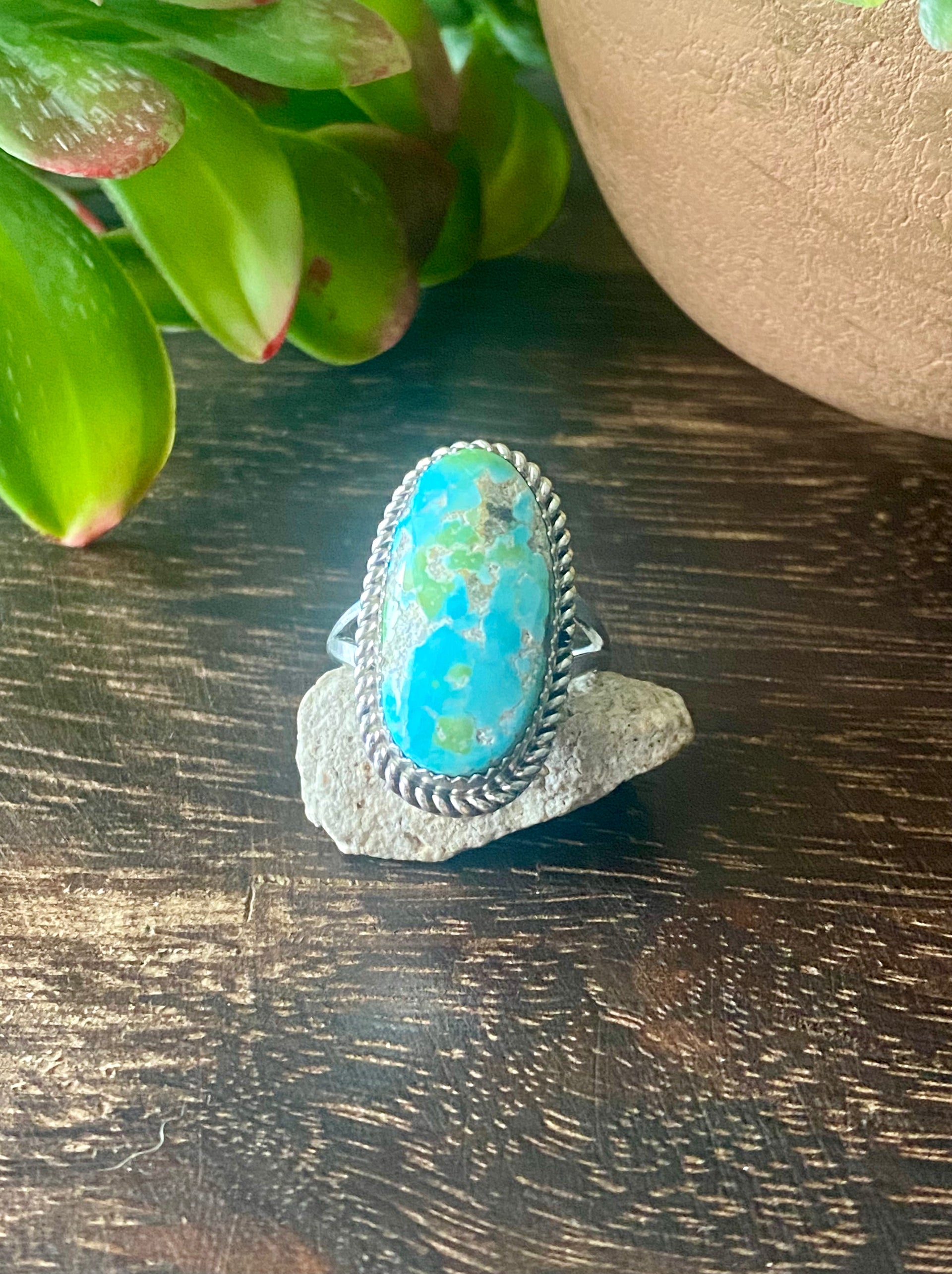 Reda Galvan Sonoran Mountain Turquoise & Sterling Silver Ring Size 8.5