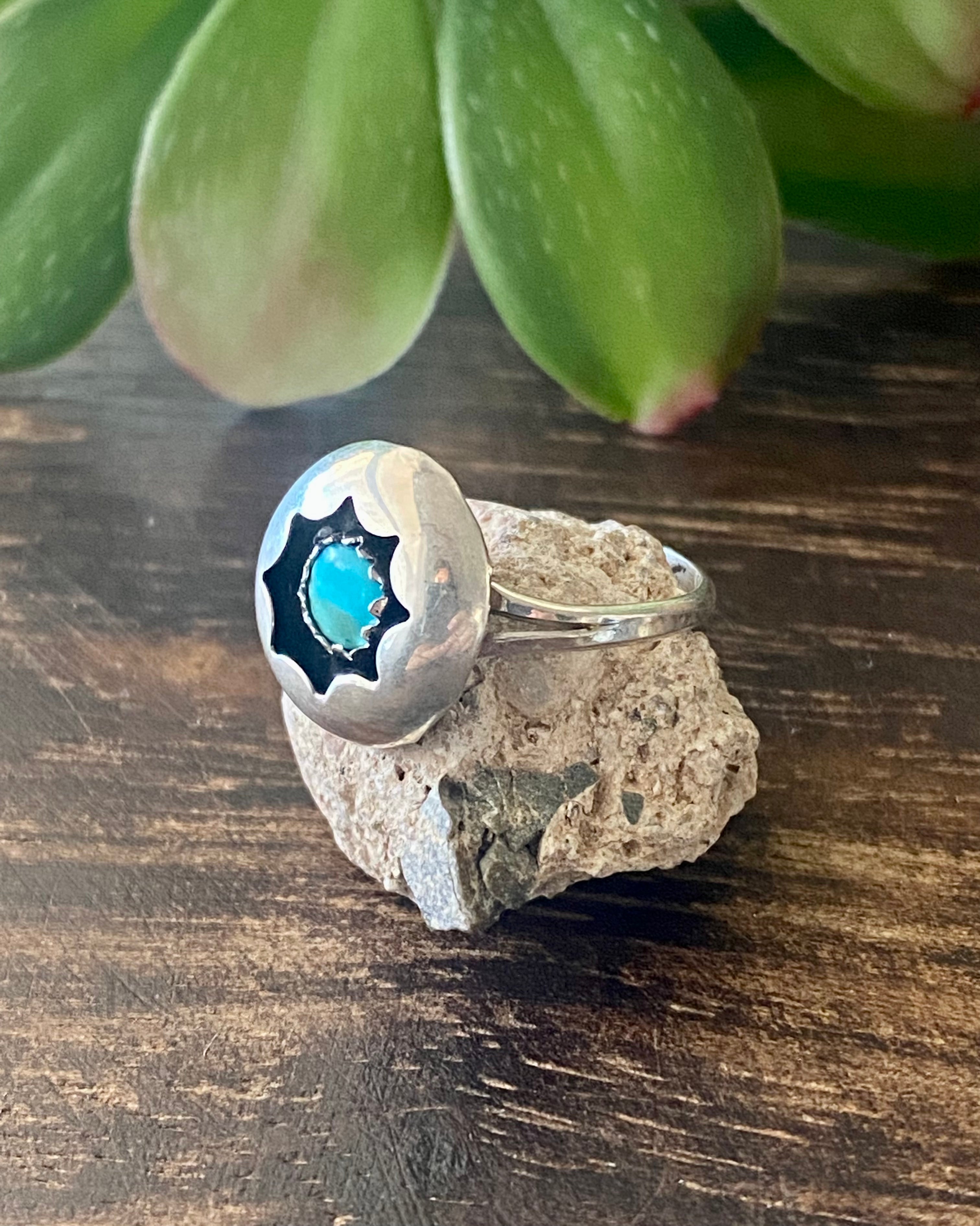 Navajo Made Turquoise & Sterling Silver Ring Size 6.25