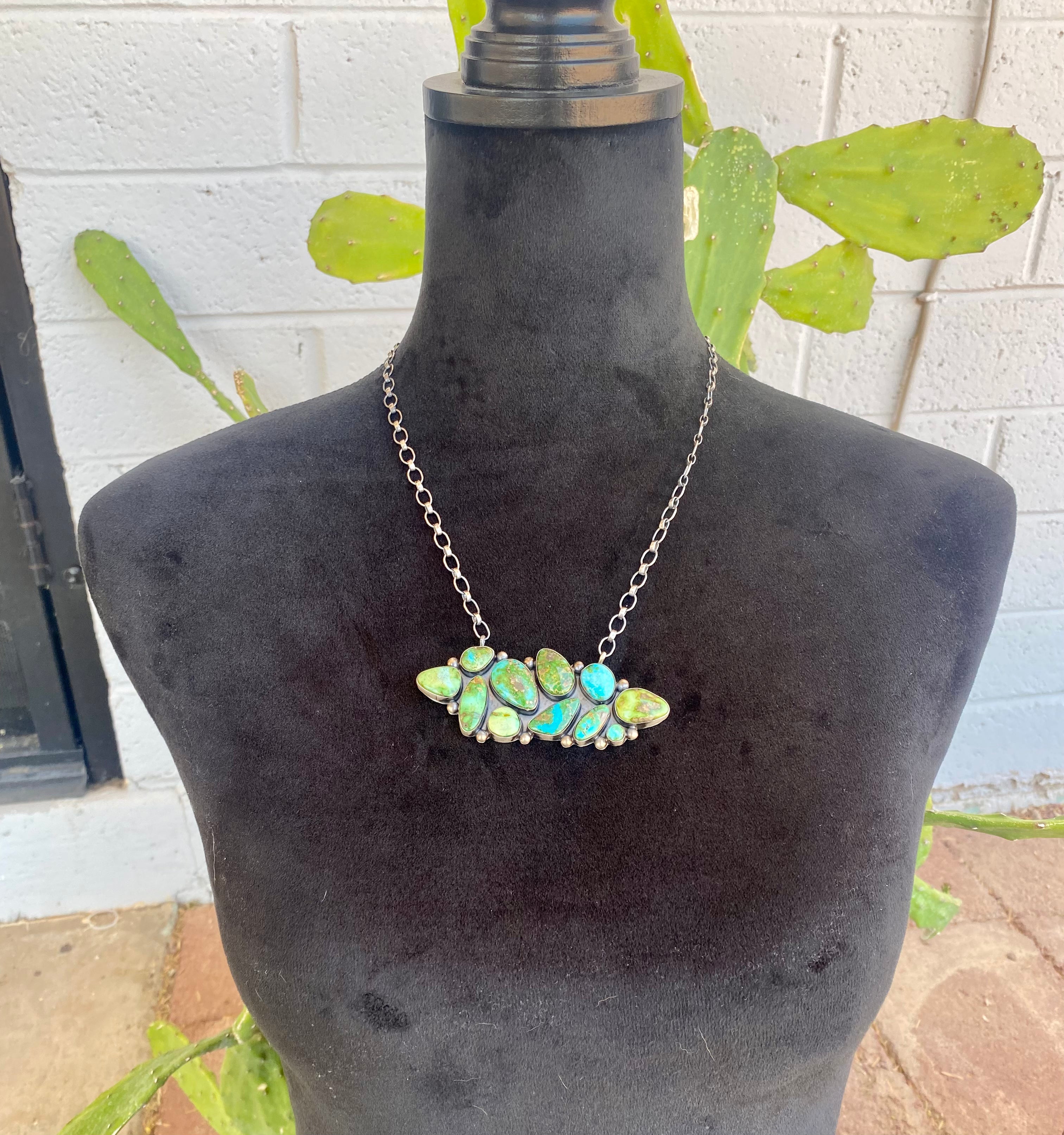 Tim Smith Sonoran Gold Turquoise & Sterling Silver Cluster Necklace