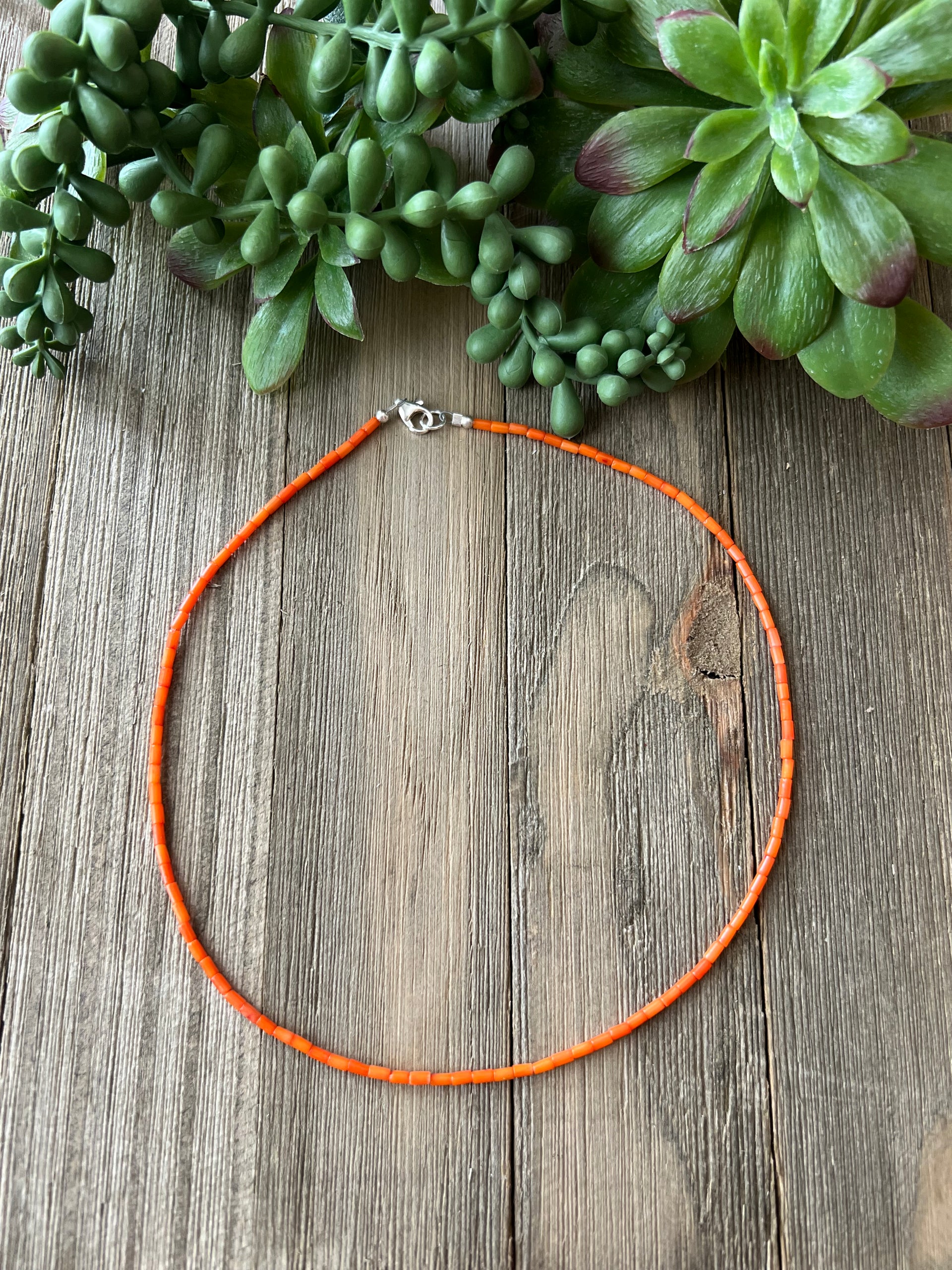 Navajo Strung Spiny Oyster & Sterling Silver Beaded Necklace