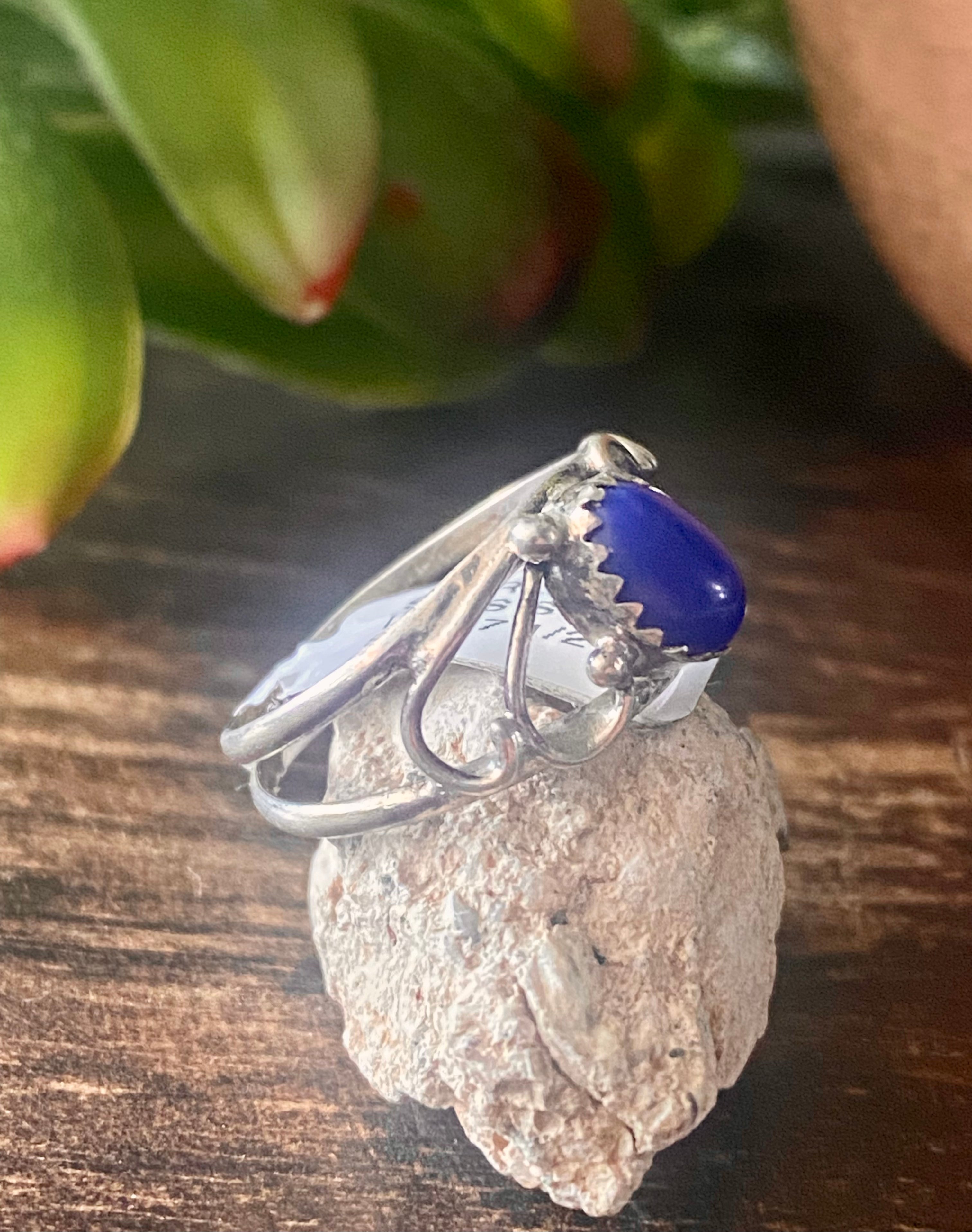Maxine Calladito Lapis & Sterling Silver Ring Size 7.25