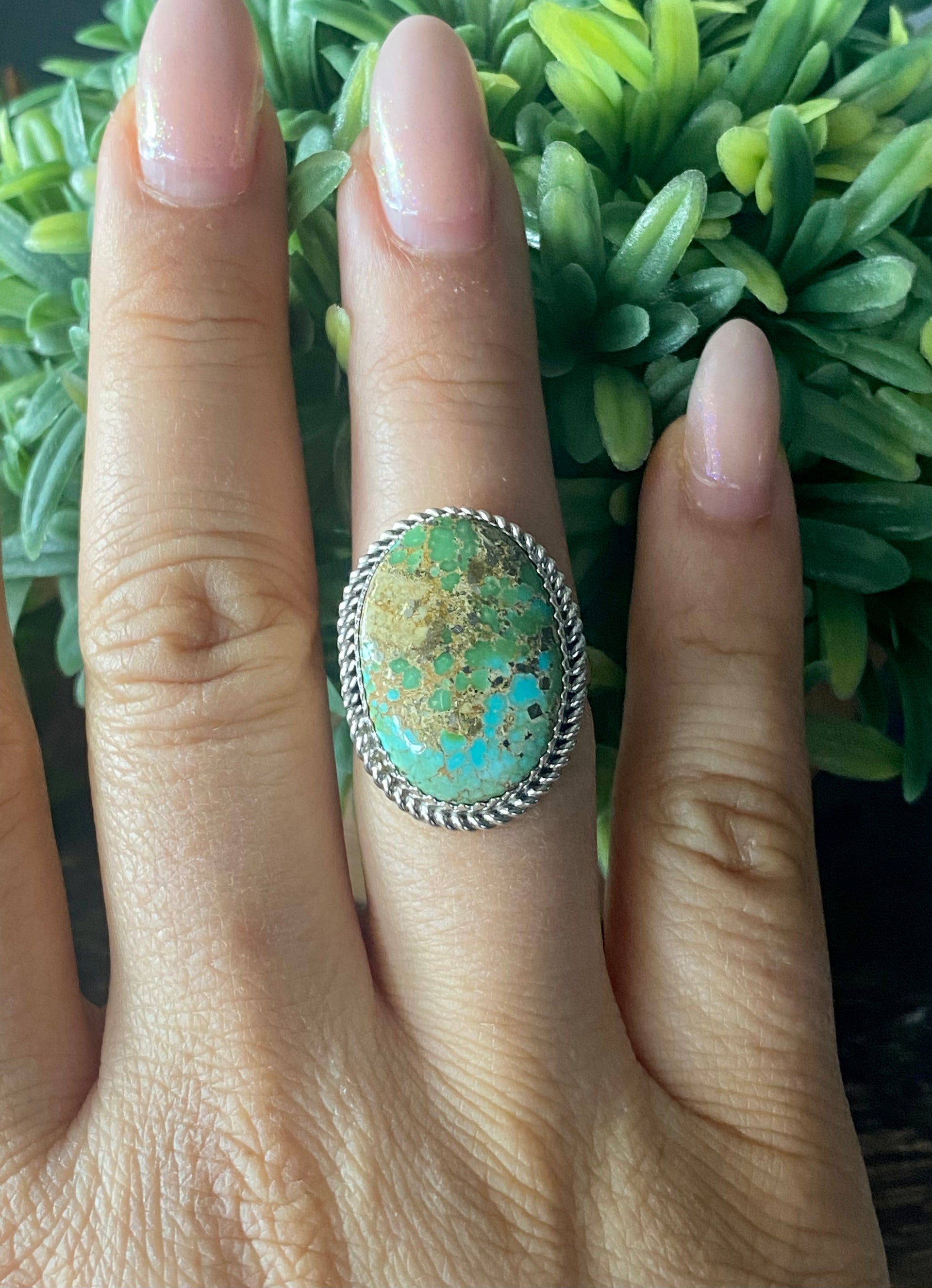 Reda Galvan Sonoran Gold Turquoise & Sterling Silver Ring Size 8