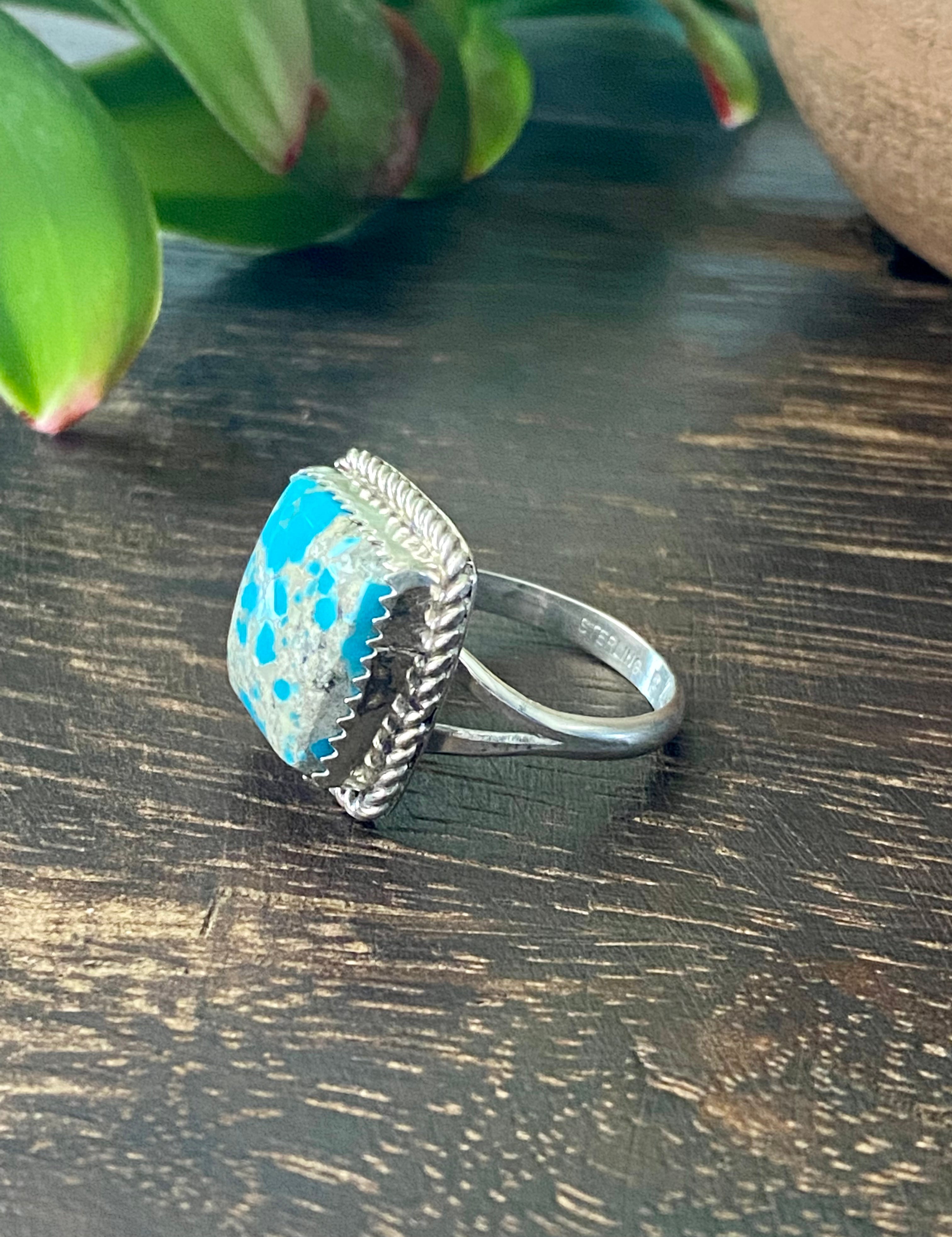 Reda Galvan South Hill Turquoise & Sterling Silver Ring Size 9.25