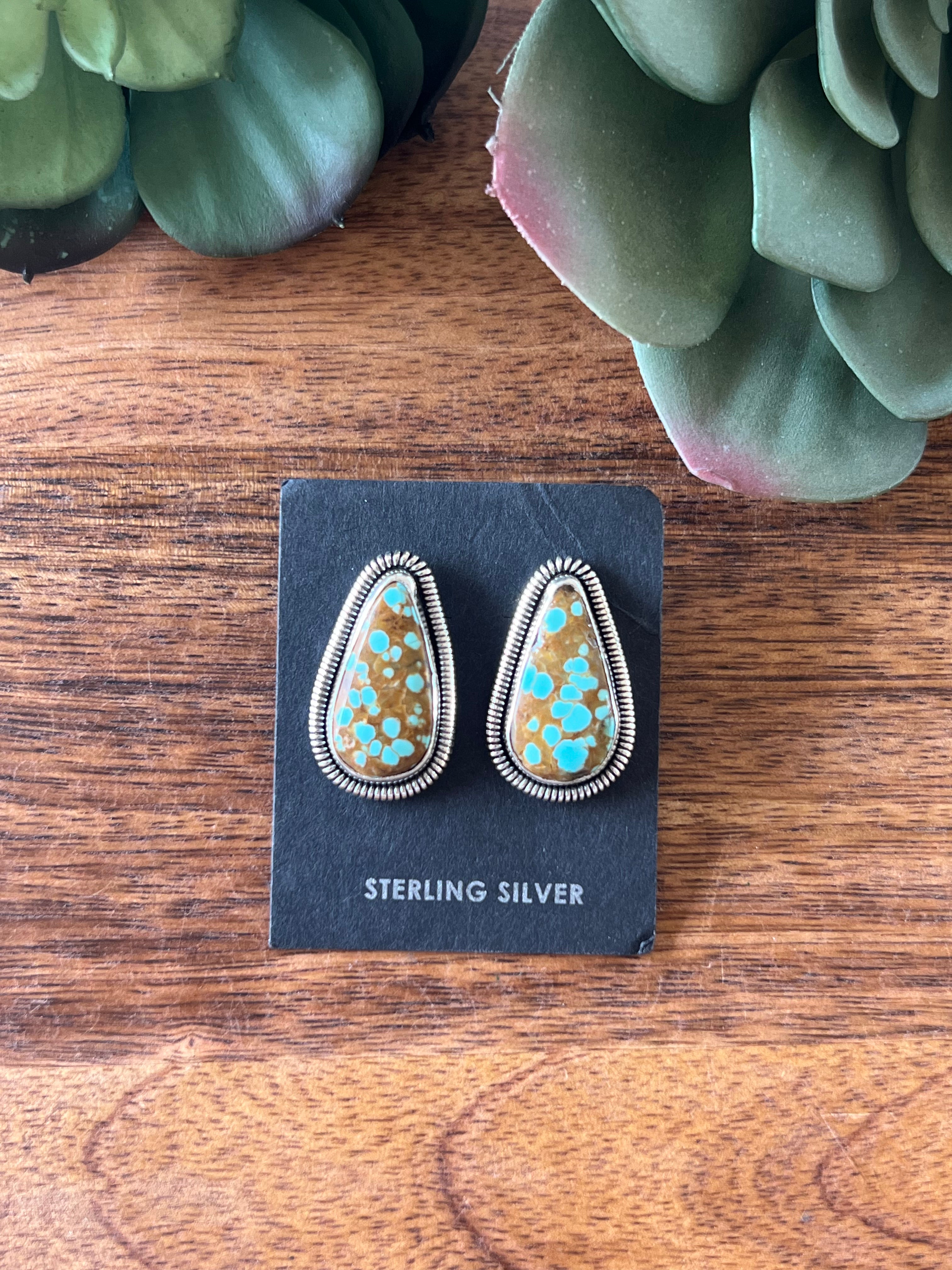 Wydelle Billie #8 Turquoise & Sterling Silver Post Earrings