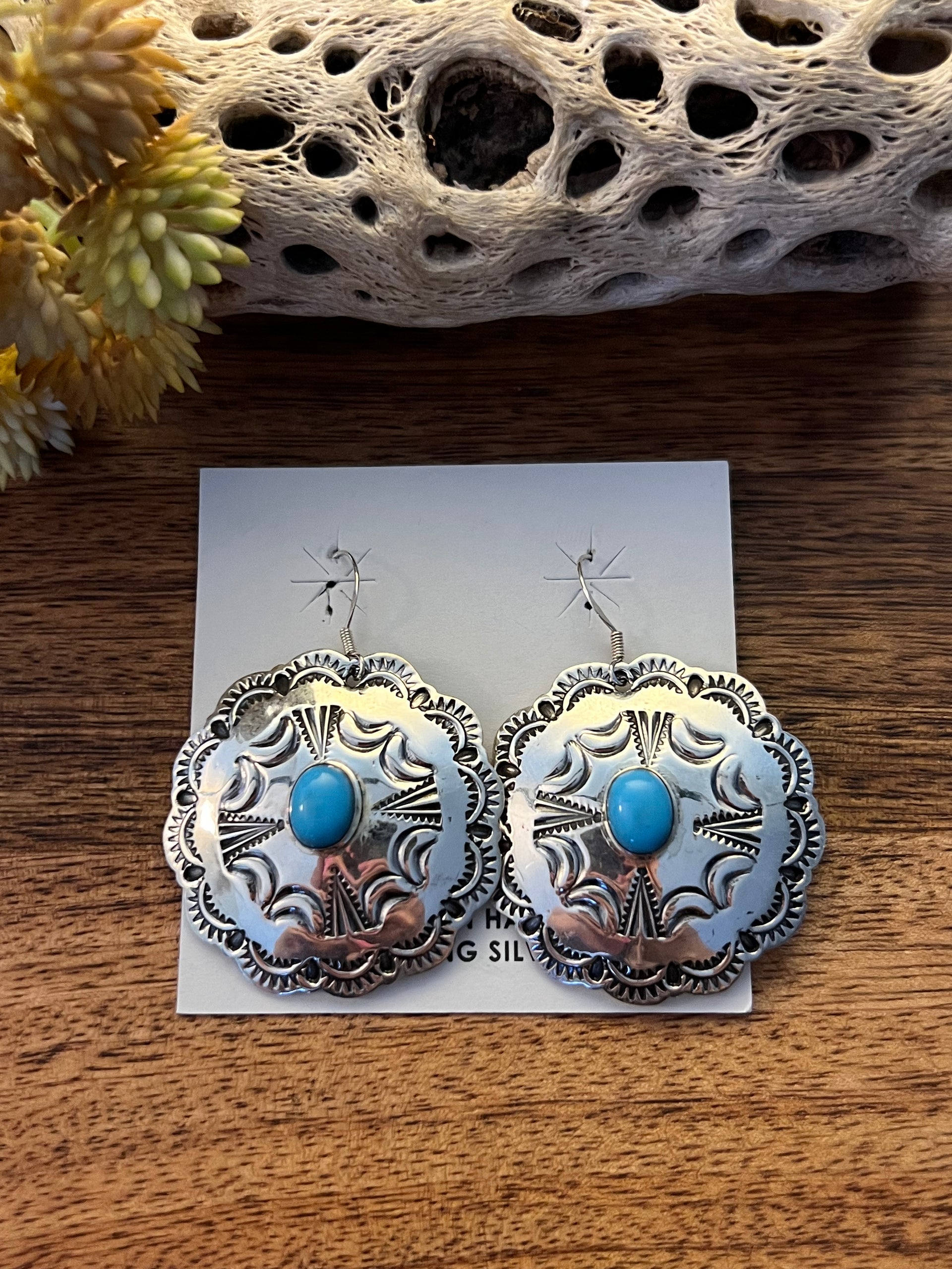 Harold Joe Kingman Turquoise & Sterling Silver Dangle Earrings