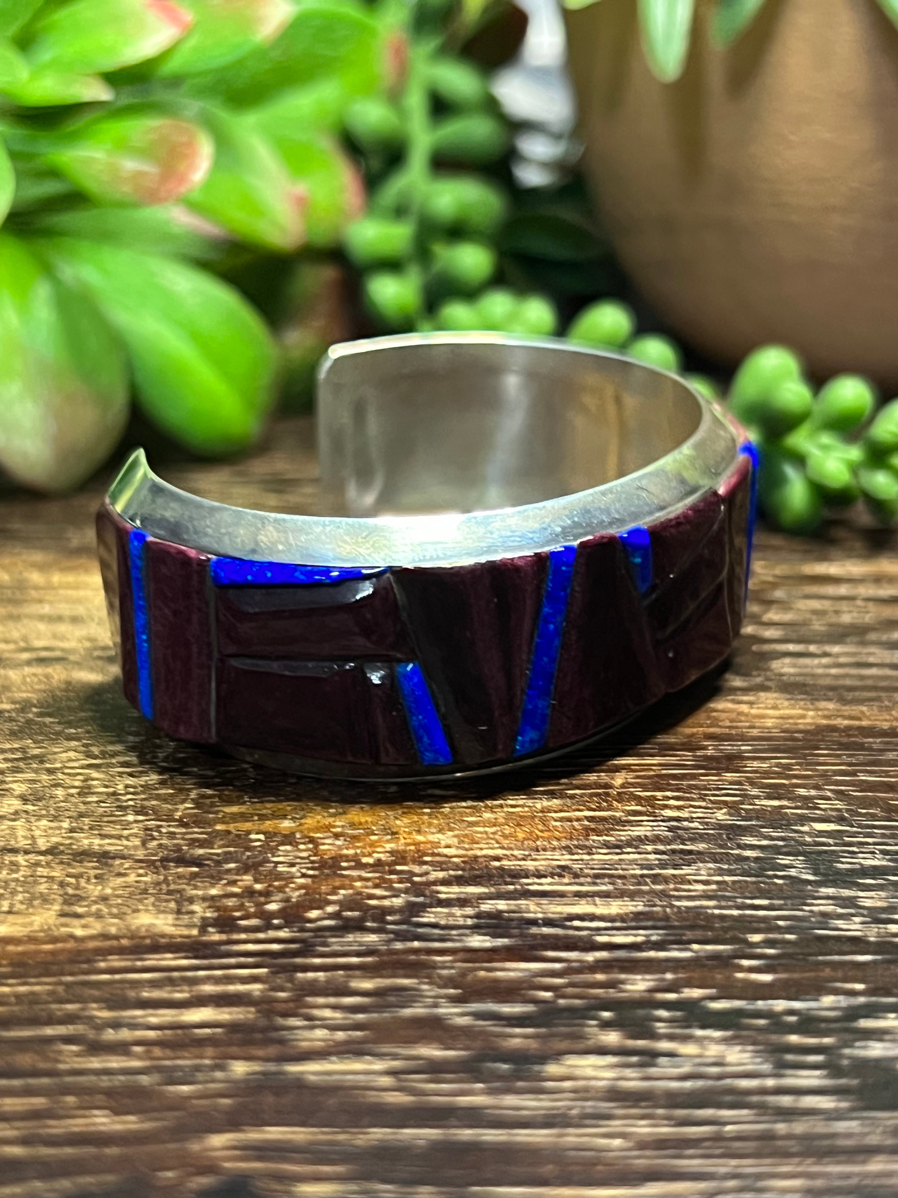 Navajo Made Multi Stone Inlay Cuff Bracelet