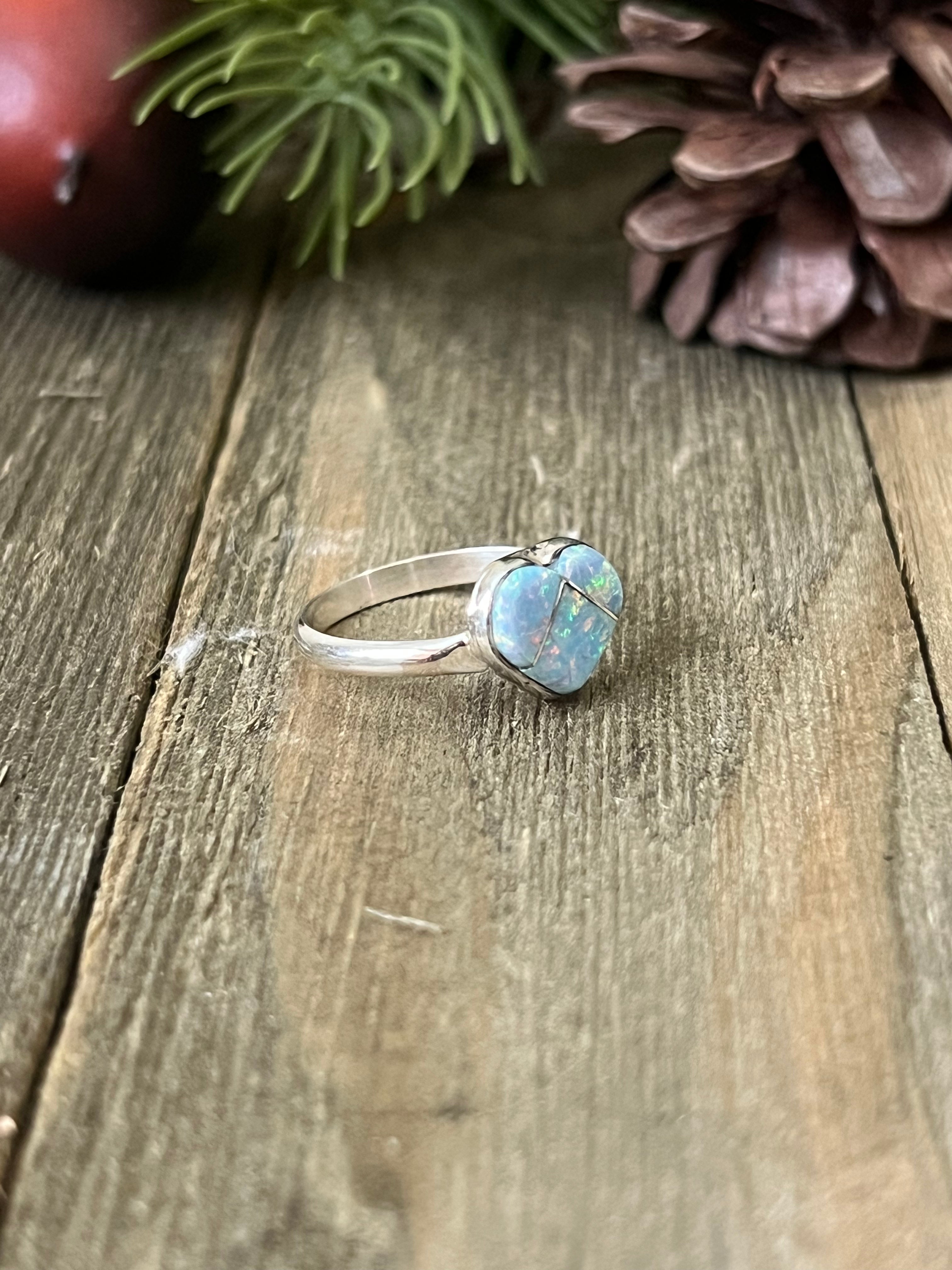 Zuni Made Opal (Man Made) & Sterling Silver Ring