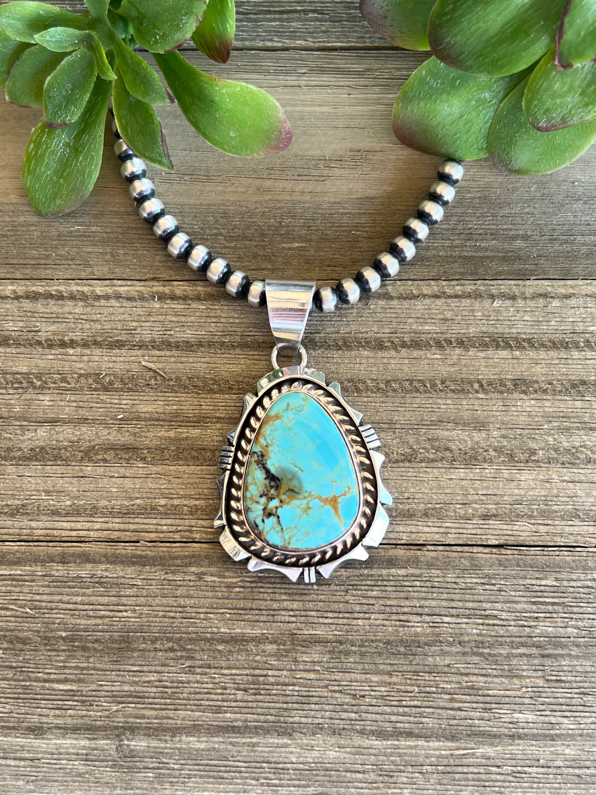 Eddie Secataro Royston Turquoise & Sterling Silver Pendant