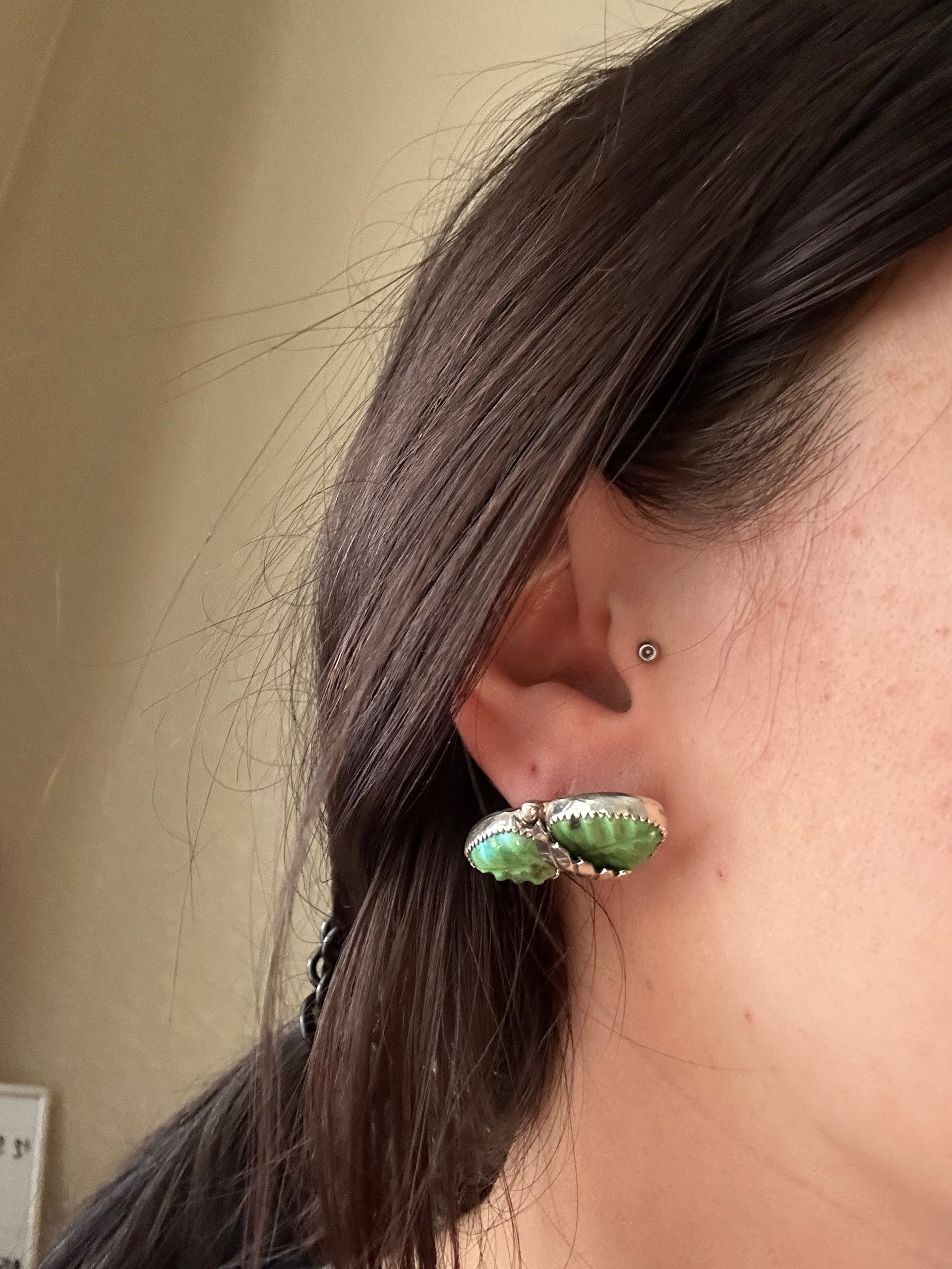 Navajo Made Sonoran Gold & Sterling Silver Post Earrings