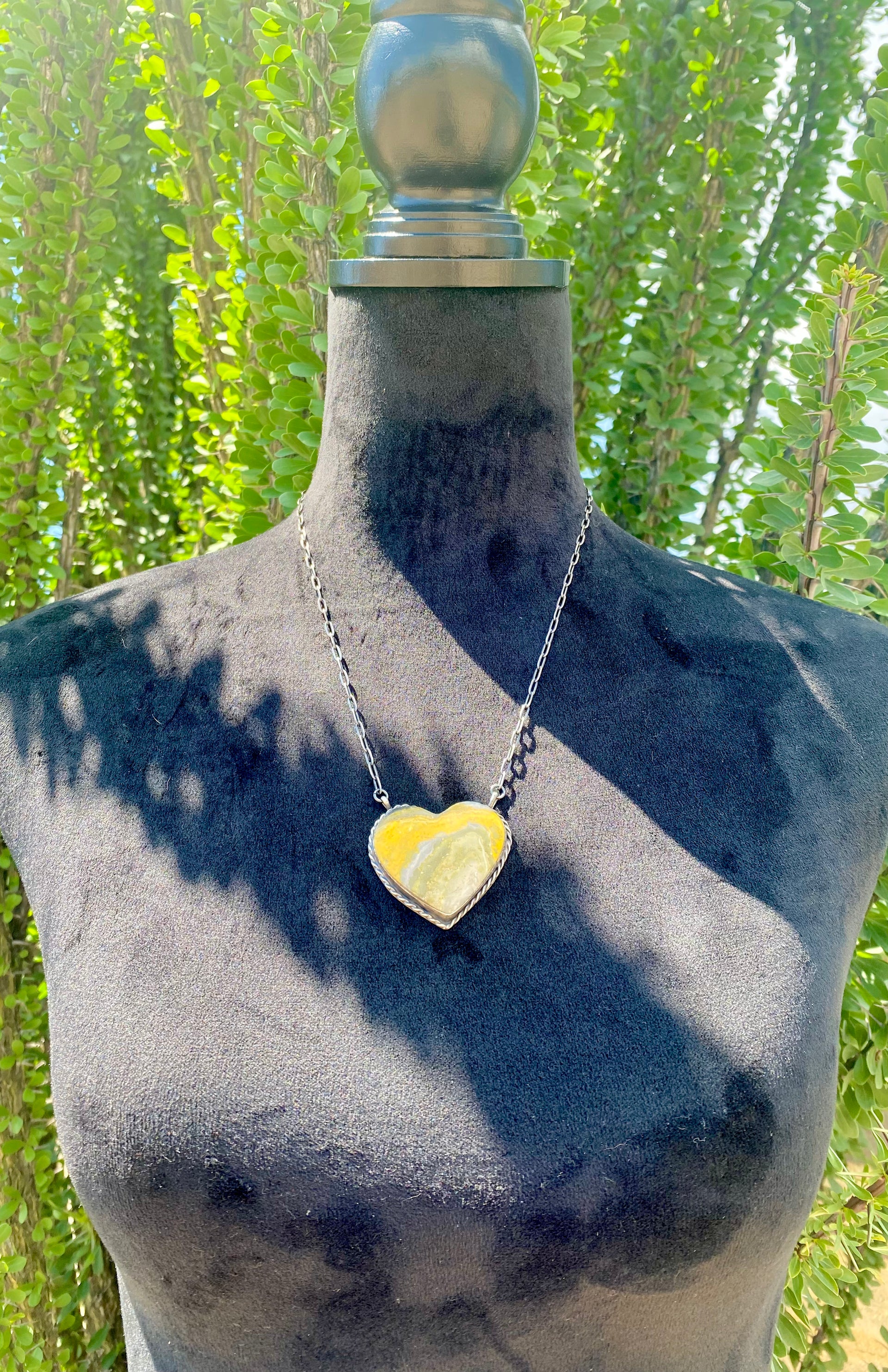 Merle House Bb Agate & Sterling Silver Heart Necklace