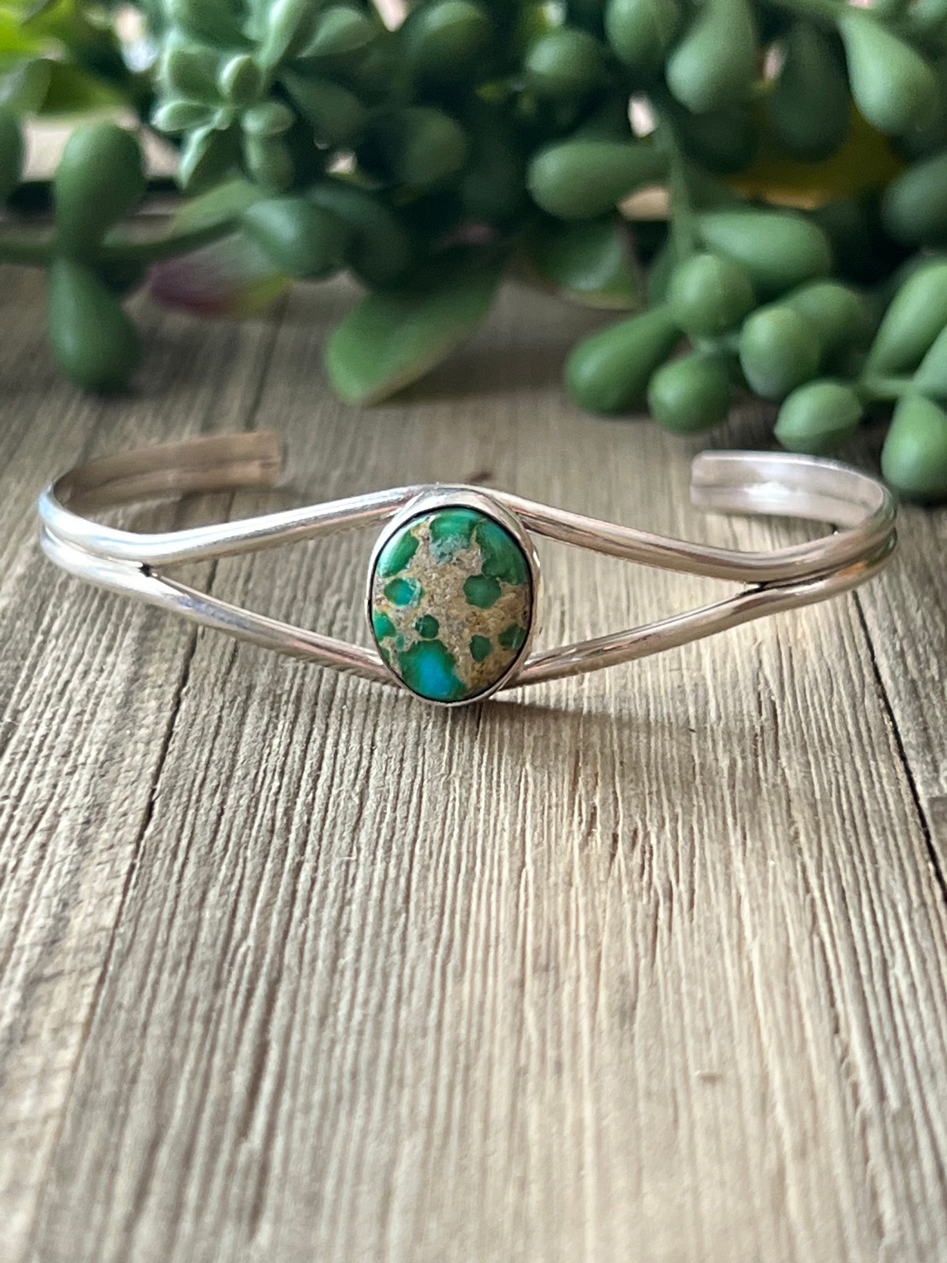 Navajo Made Sonoran Mountain & Sterling Silver Cuff Bracelet