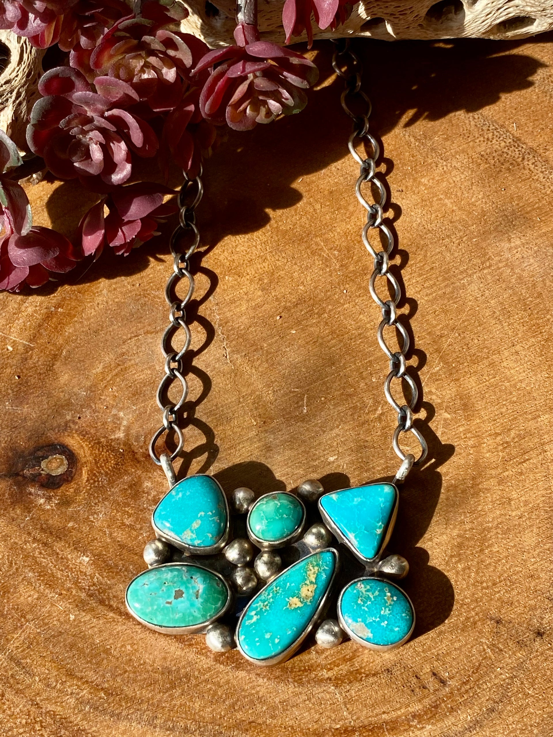 Kathleen Chavez Sonoran Mountain Turquoise & Sterling Silver Bar Necklace