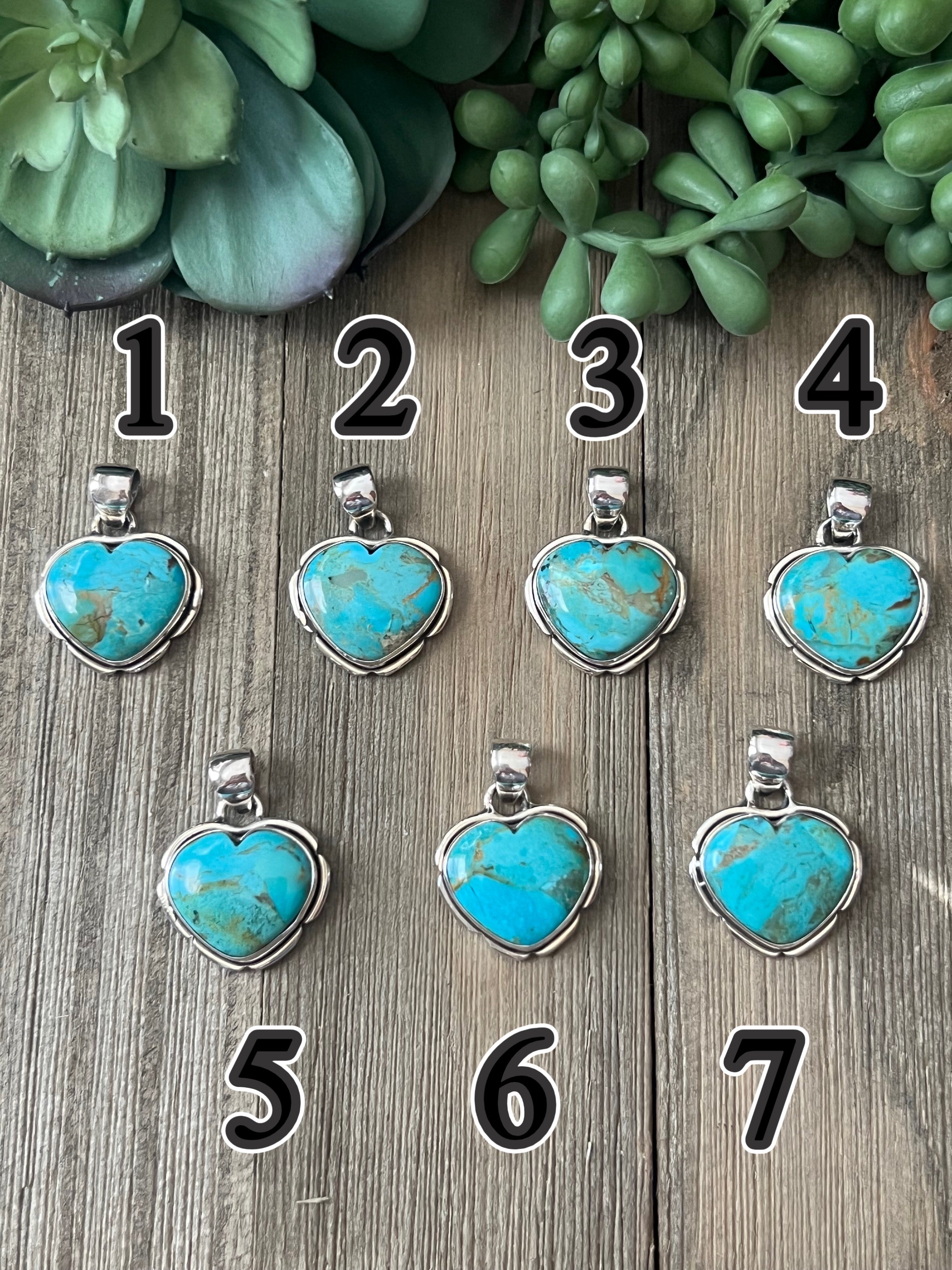 Southwest Made Turquoise & Sterling Silver Heart Pendant