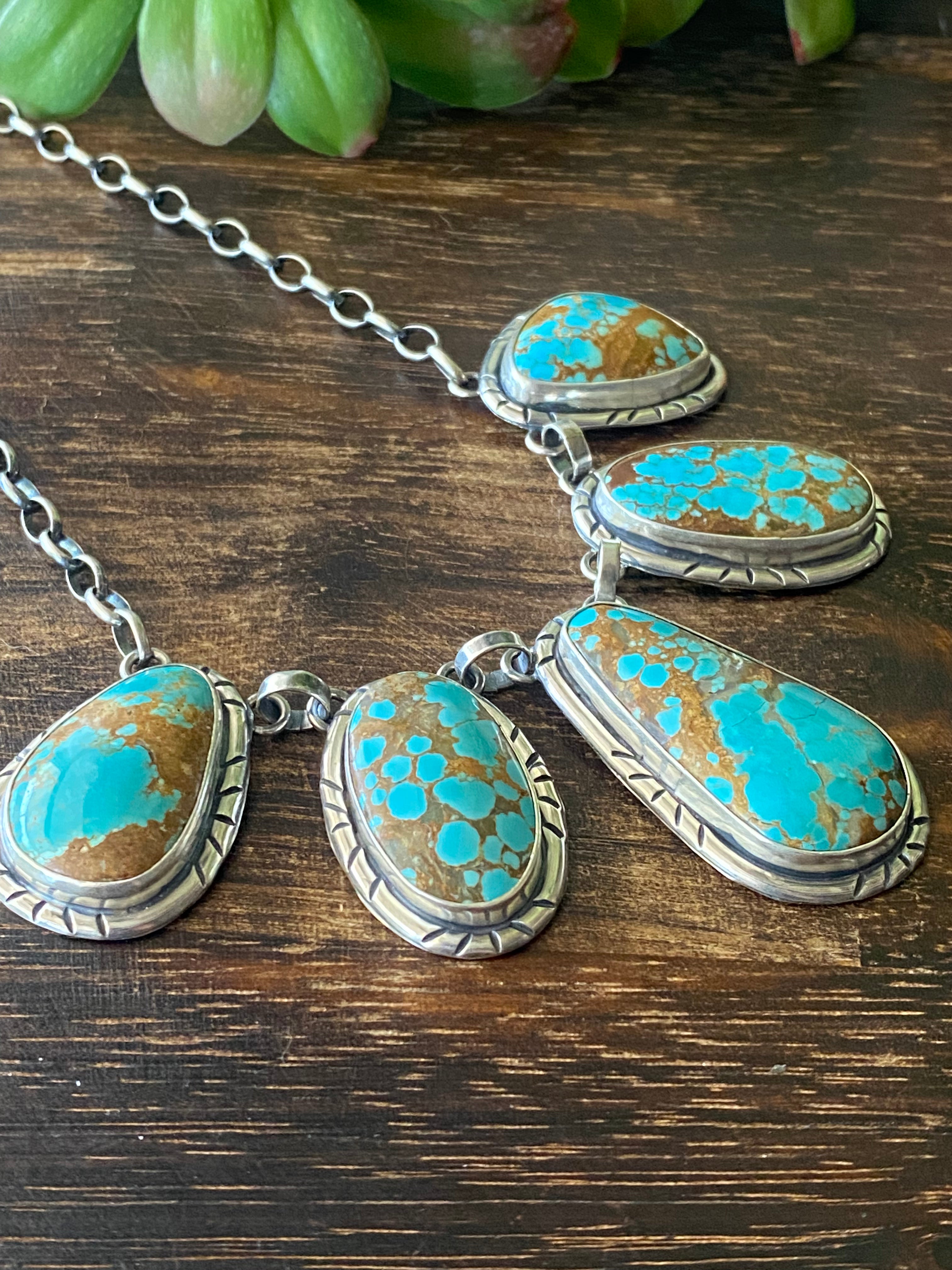 Larry Kay #8 Turquoise & Sterling Silver Necklace Set