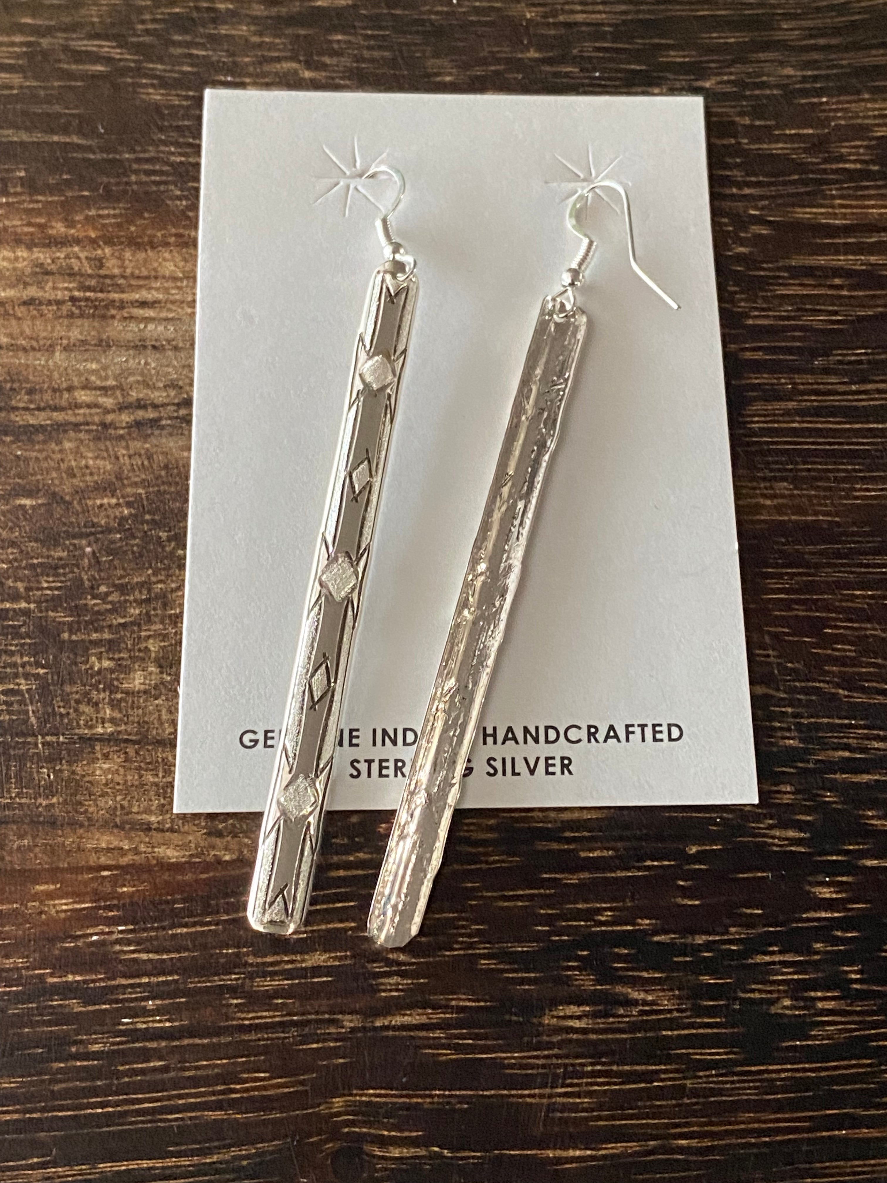 Navajo Made Sterling Silver Dangle Earrings