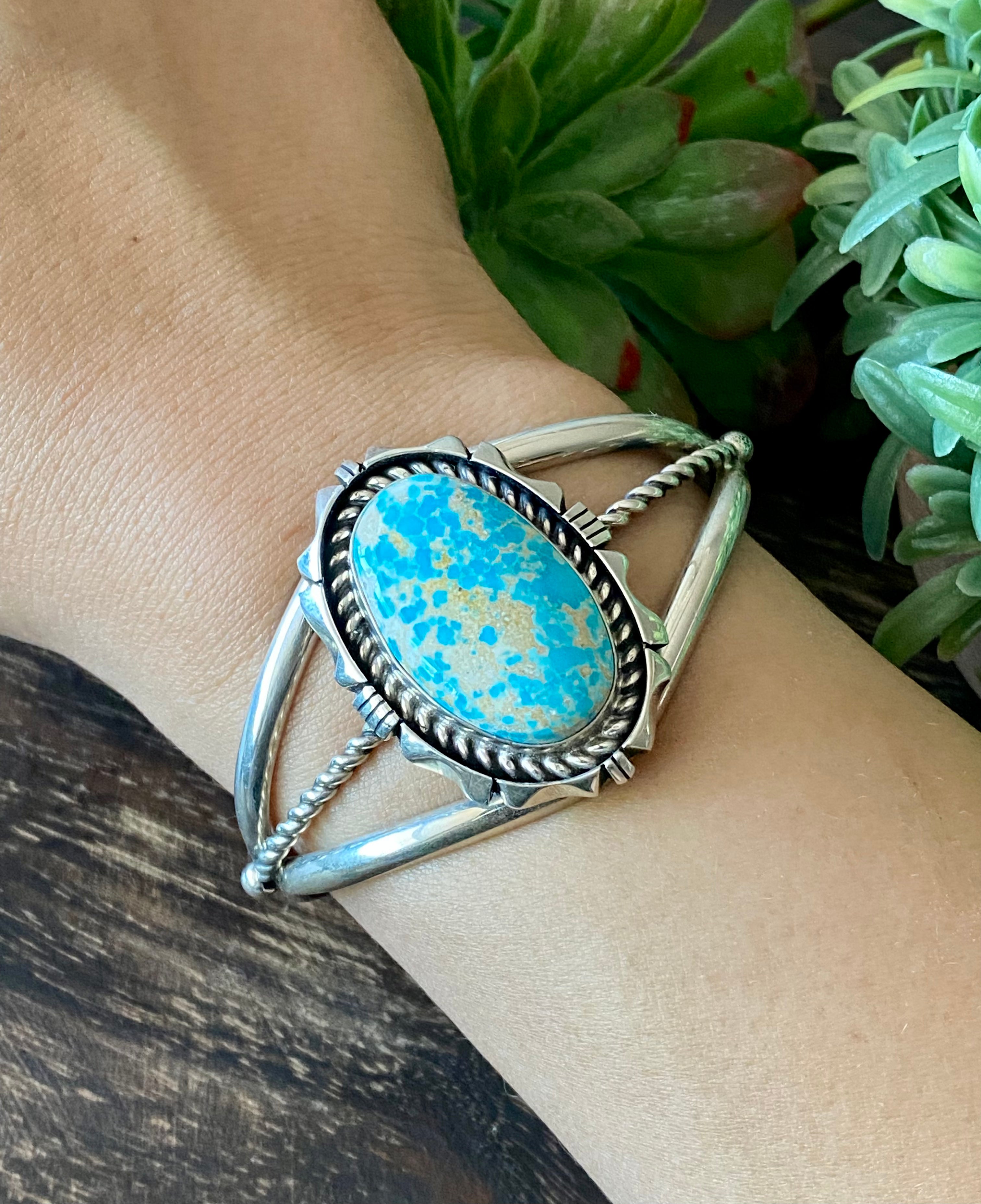 Eddie Secatero South Hill Turquoise & Sterling Silver Cuff Bracelet