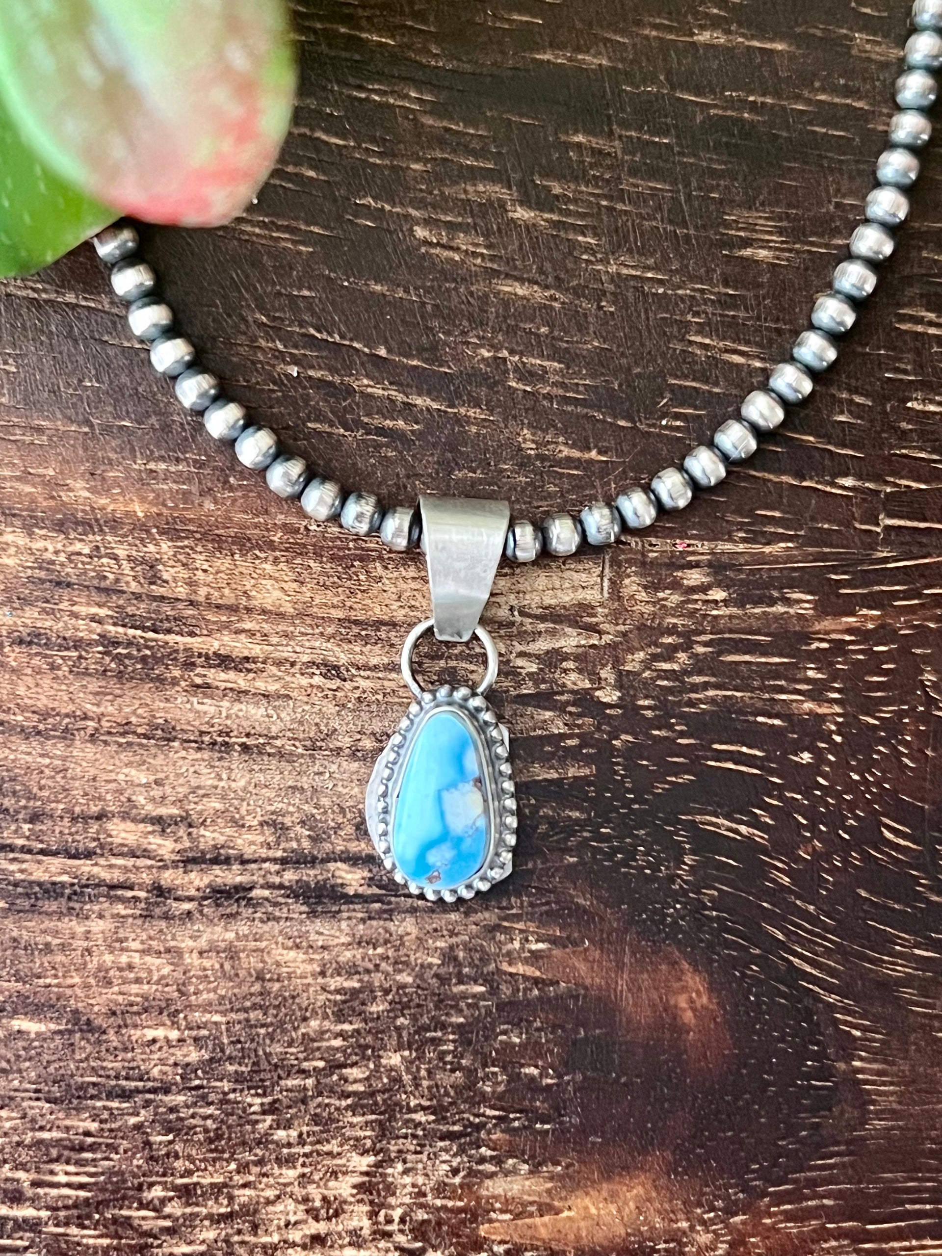 Navajo Made Golden Hill’s Turquoise & Sterling Silver Pendant