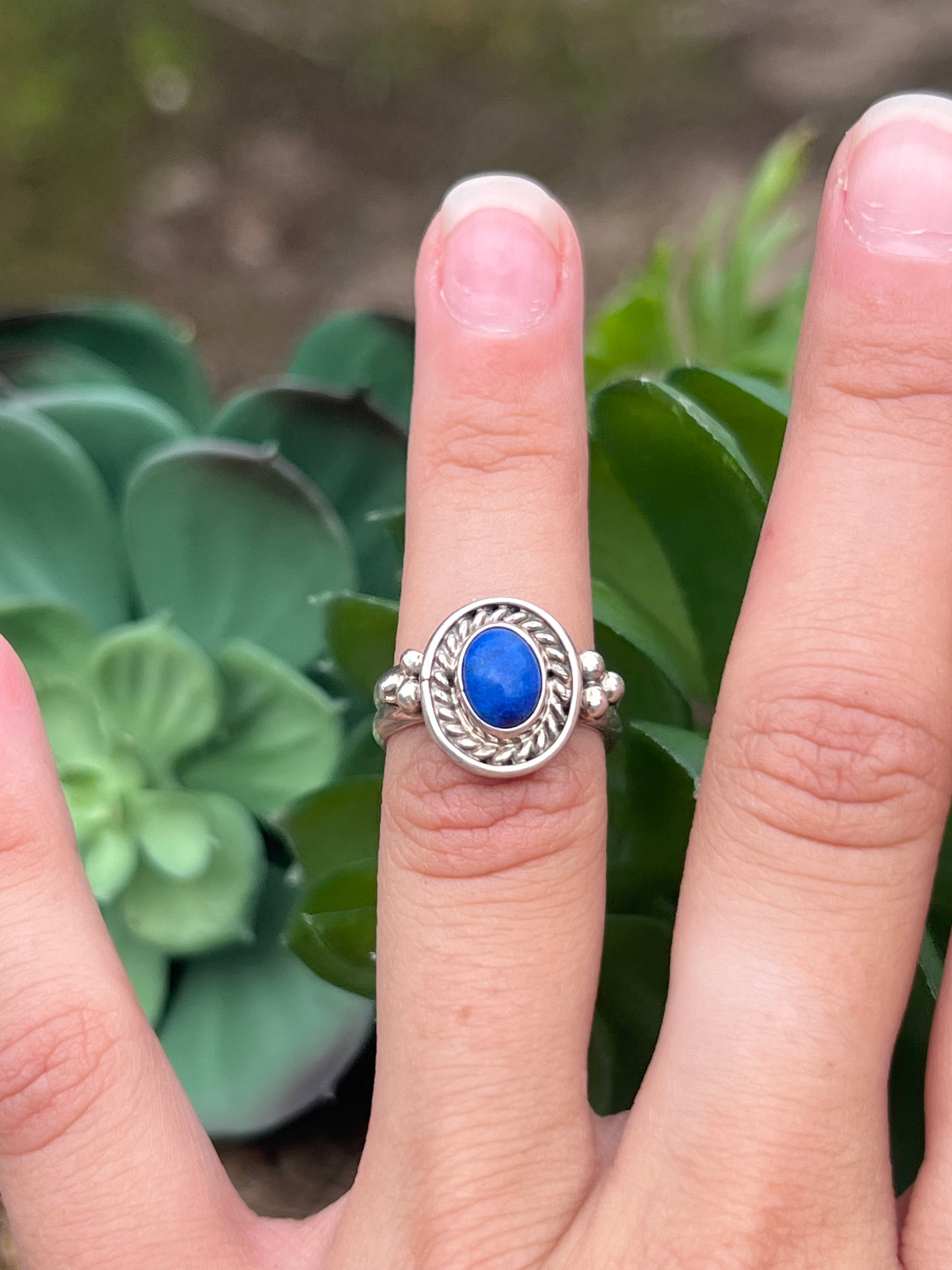 Navajo Lapis & Sterling Silver Ring Size 5.25