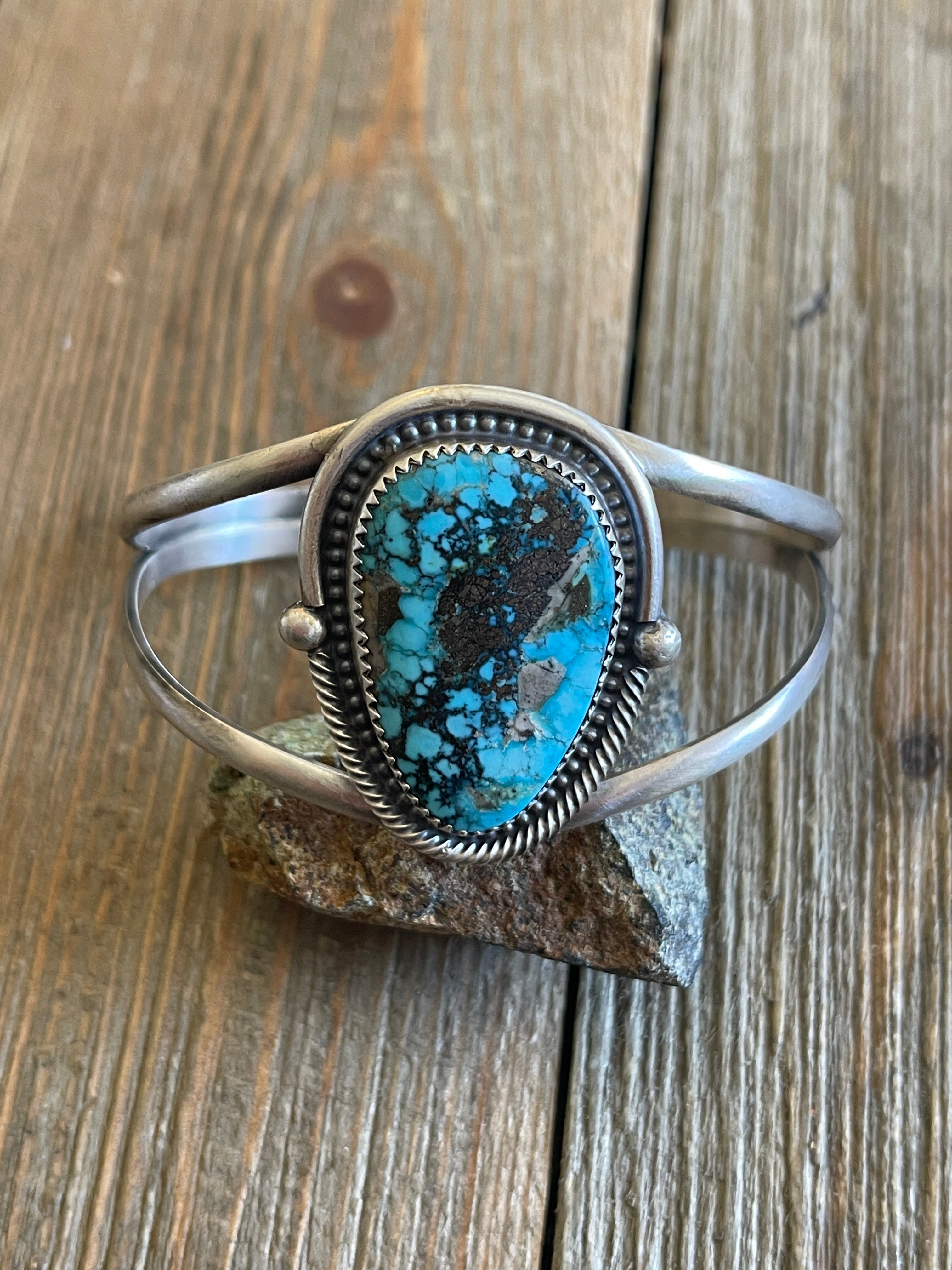 Navajo Kingman Turquoise & Sterling Silver Cuff Bracelet