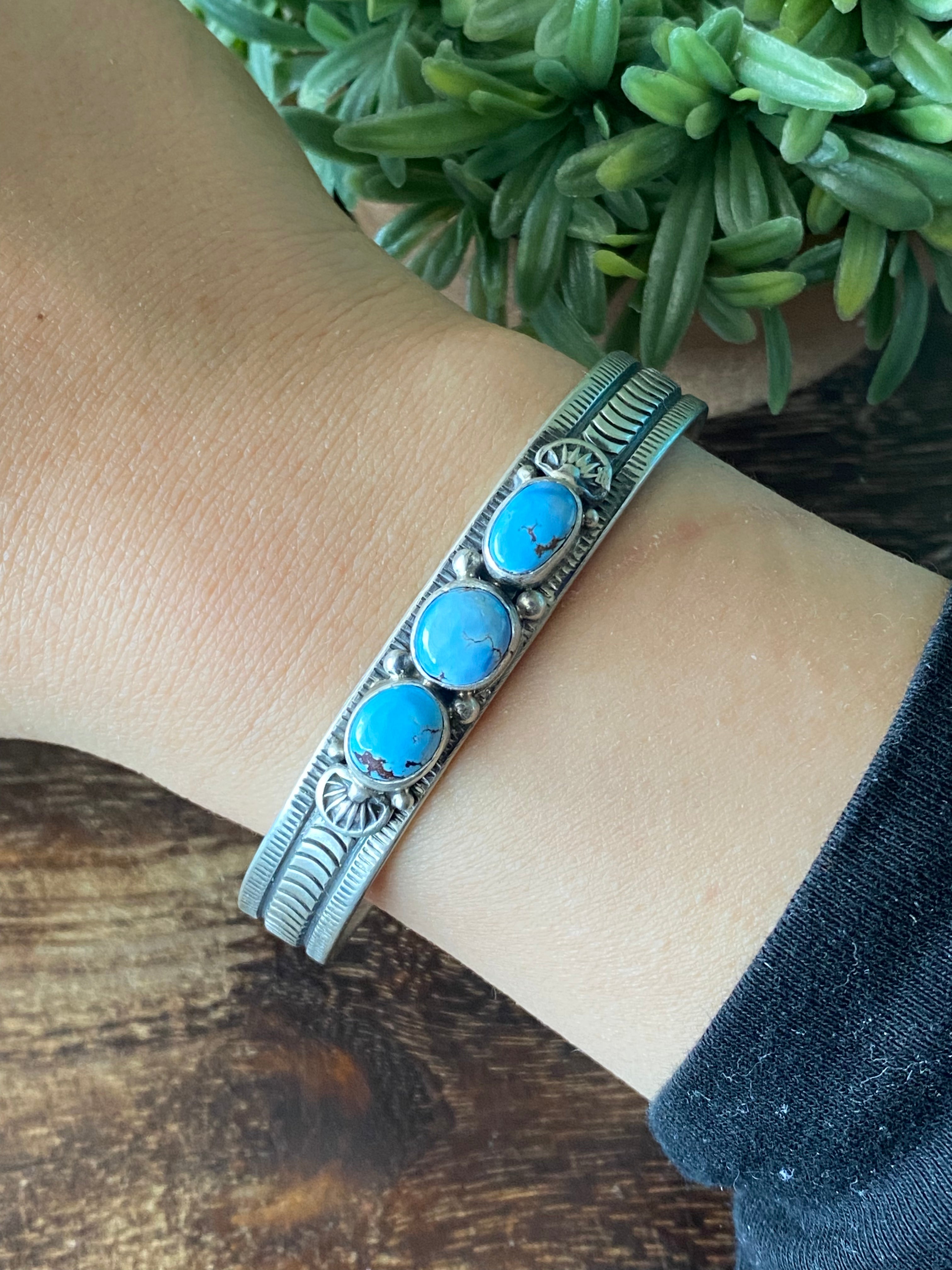 Francis Yazzie Golden Hill’s Turquoise & Sterling Silver Cuff Bracelet