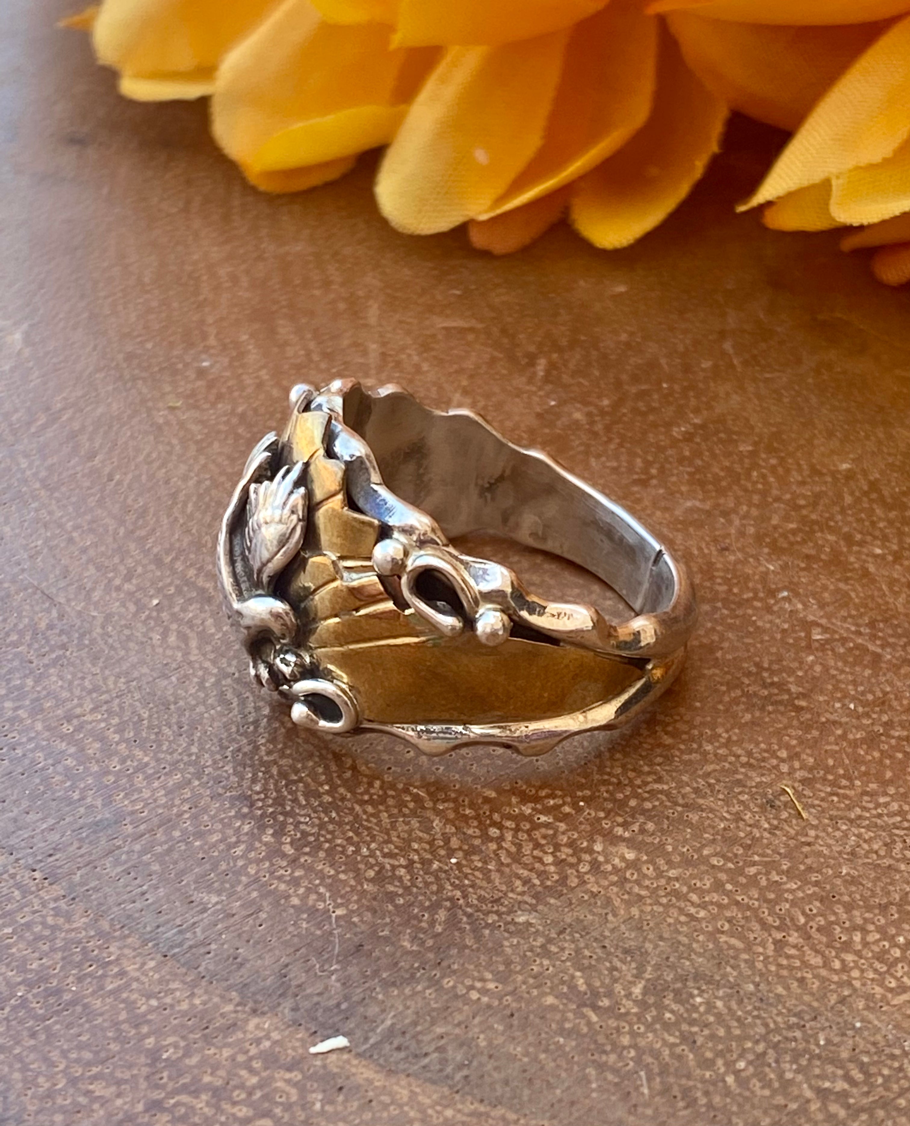 Navajo Made Sterling Silver Men’s Eagle Ring Size 8