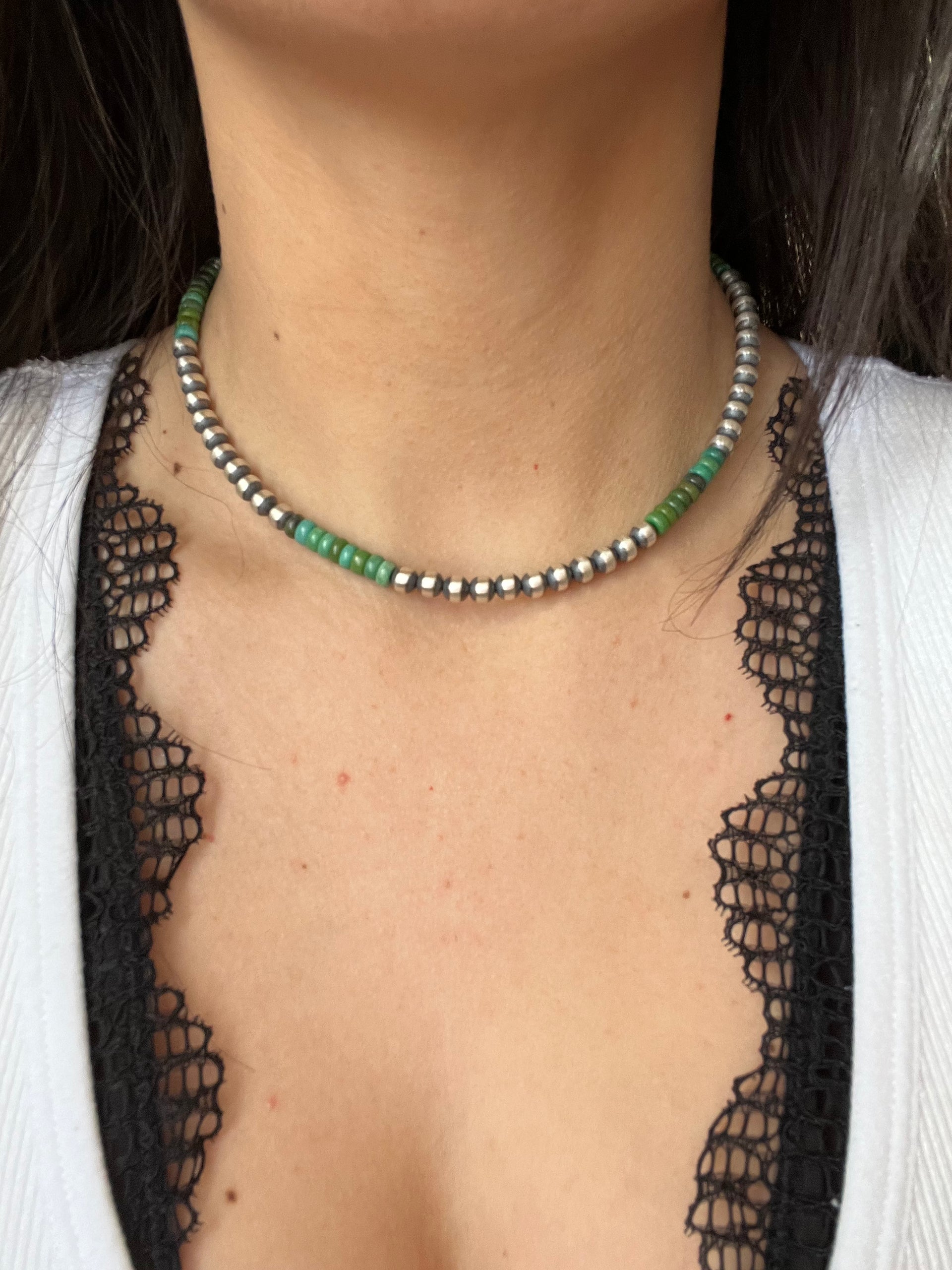 Navajo Strung Sonoran Gold & Sterling Silver 5 MM Pearl Necklace