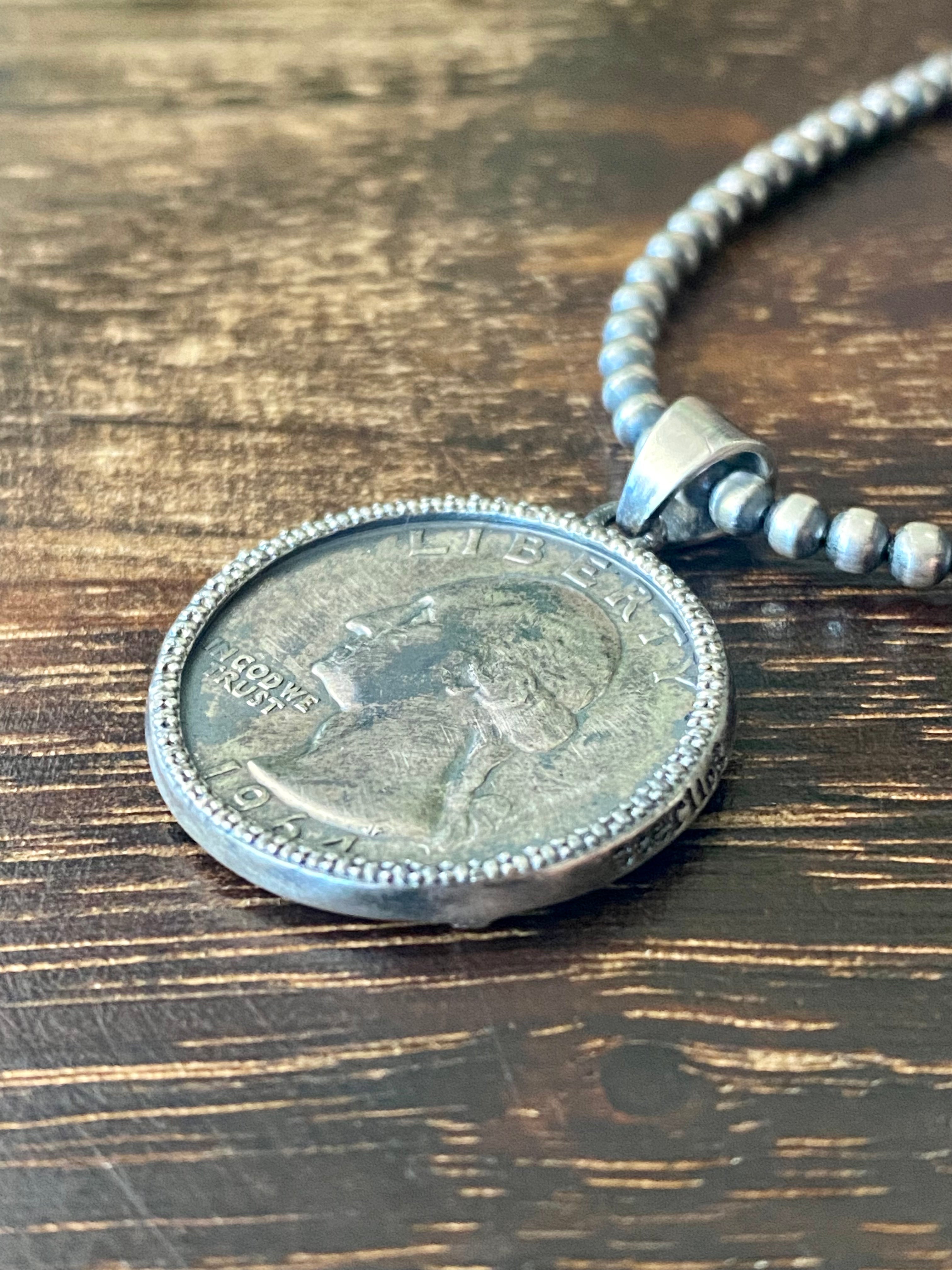 Southwest Handmade Sterling Silver Quarter Pendant