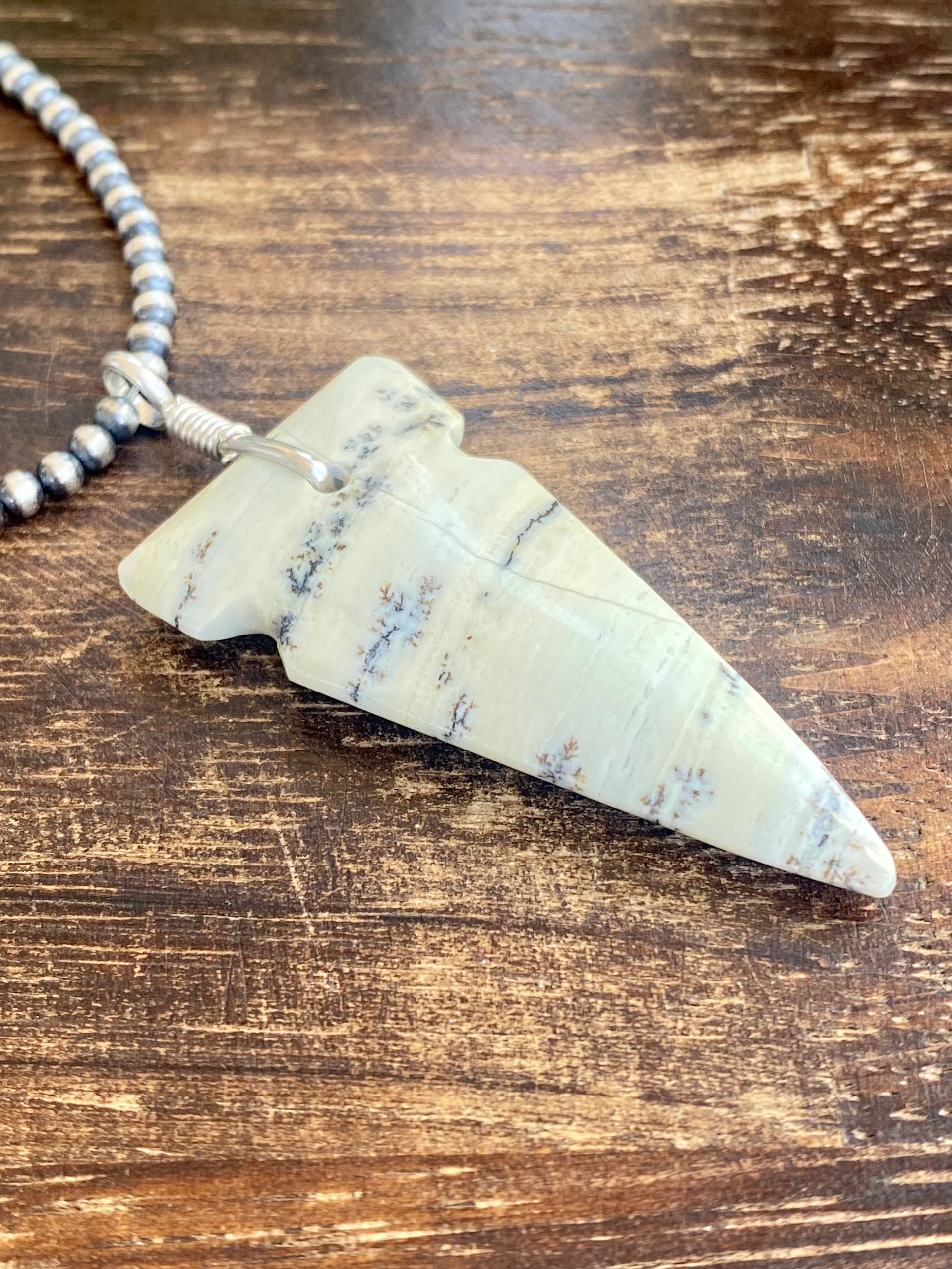 Navajo Made Jasper & Sterling Silver Arrowhead Pendant